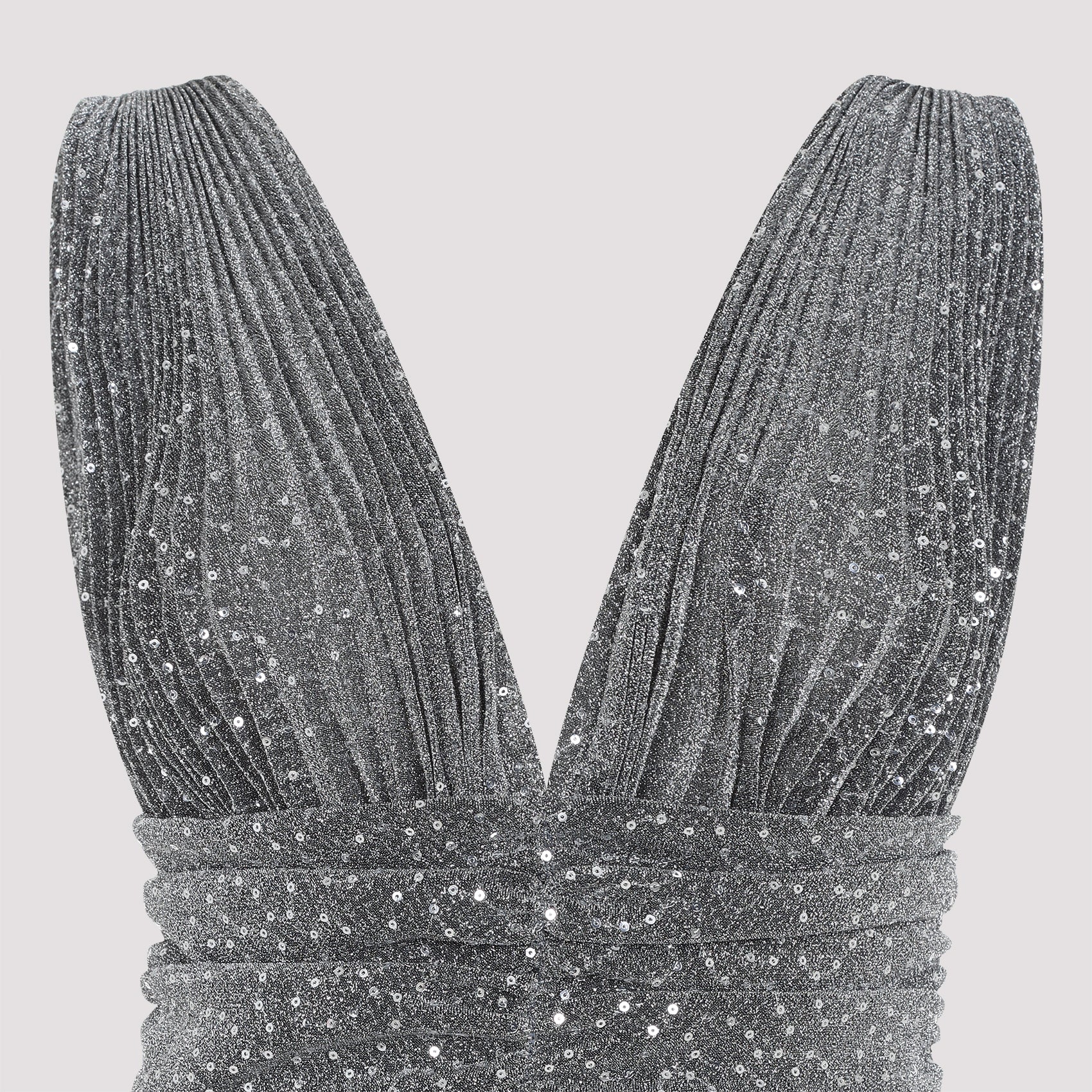 DOLCE & GABBANA Glimmering Micro-Sequin Long Pleated Dress - Size 42