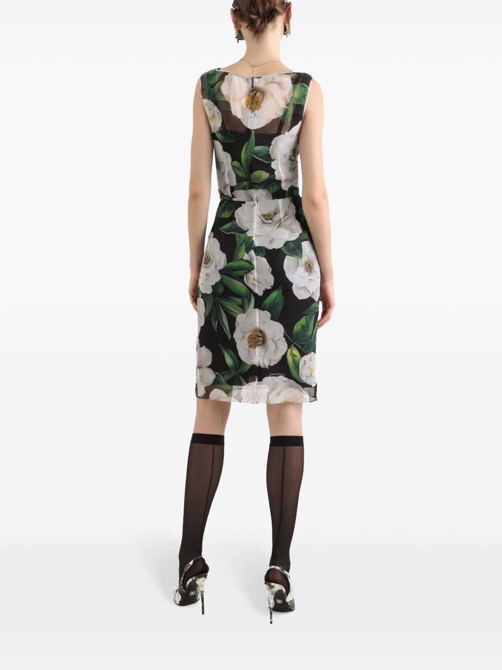 DOLCE & GABBANA Cowl Neck Sleeveless Silk Dress