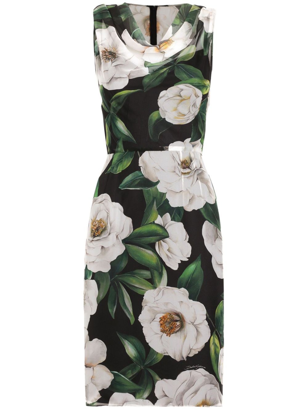 DOLCE & GABBANA Cowl Neck Sleeveless Silk Dress