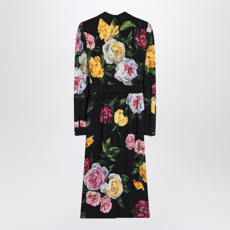 DOLCE & GABBANA Long Chemise Dress with Floral Print