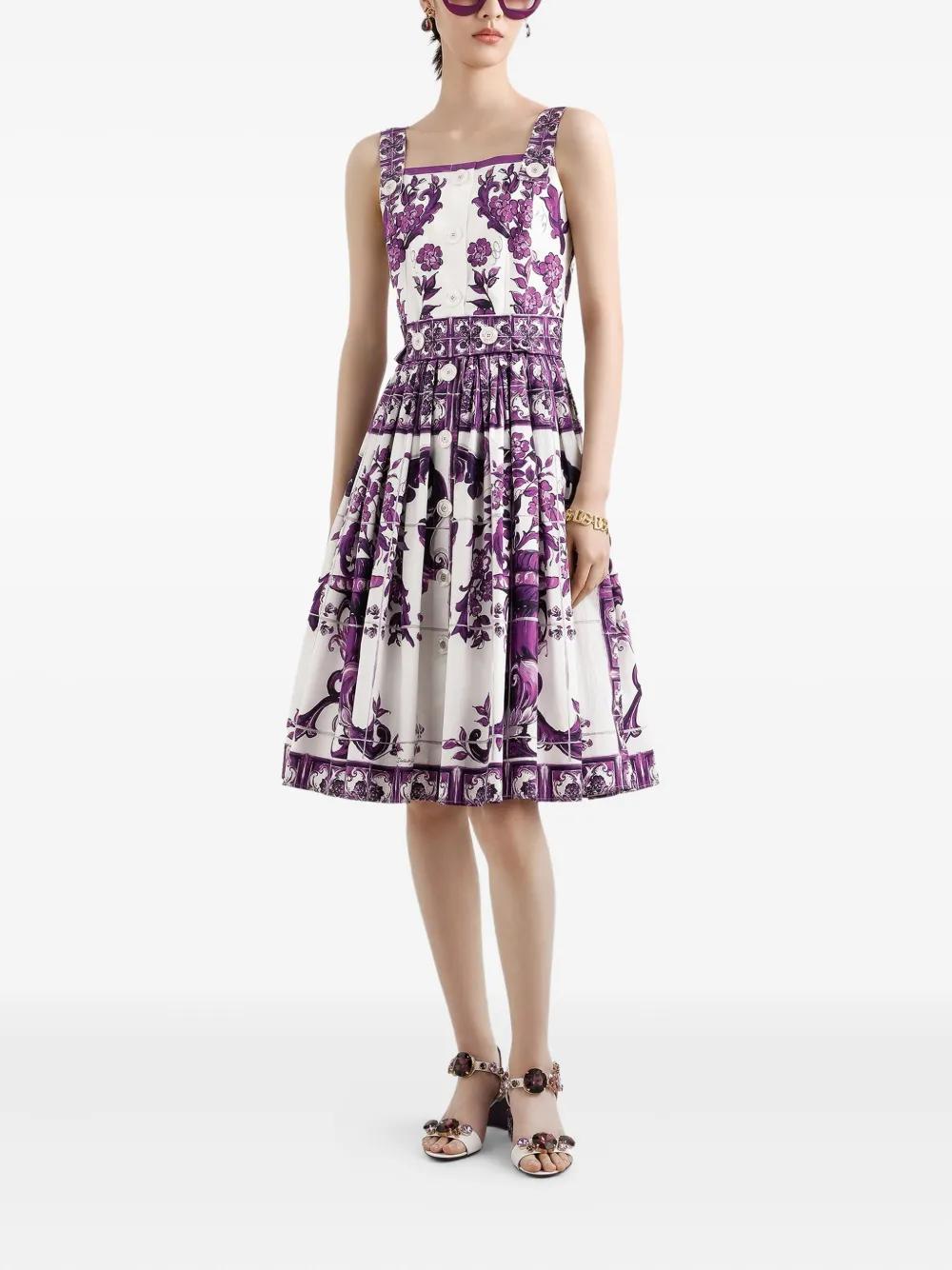 DOLCE & GABBANA Maiolica Print Midi Dress