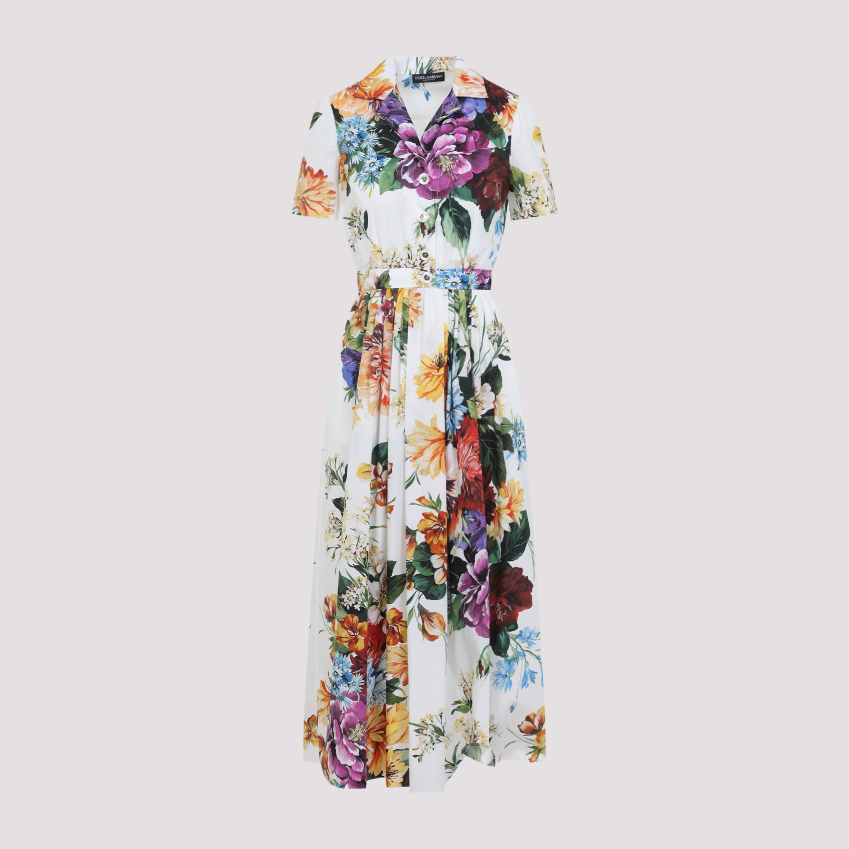 DOLCE & GABBANA Flower Print Cotton Midi Dress for Women