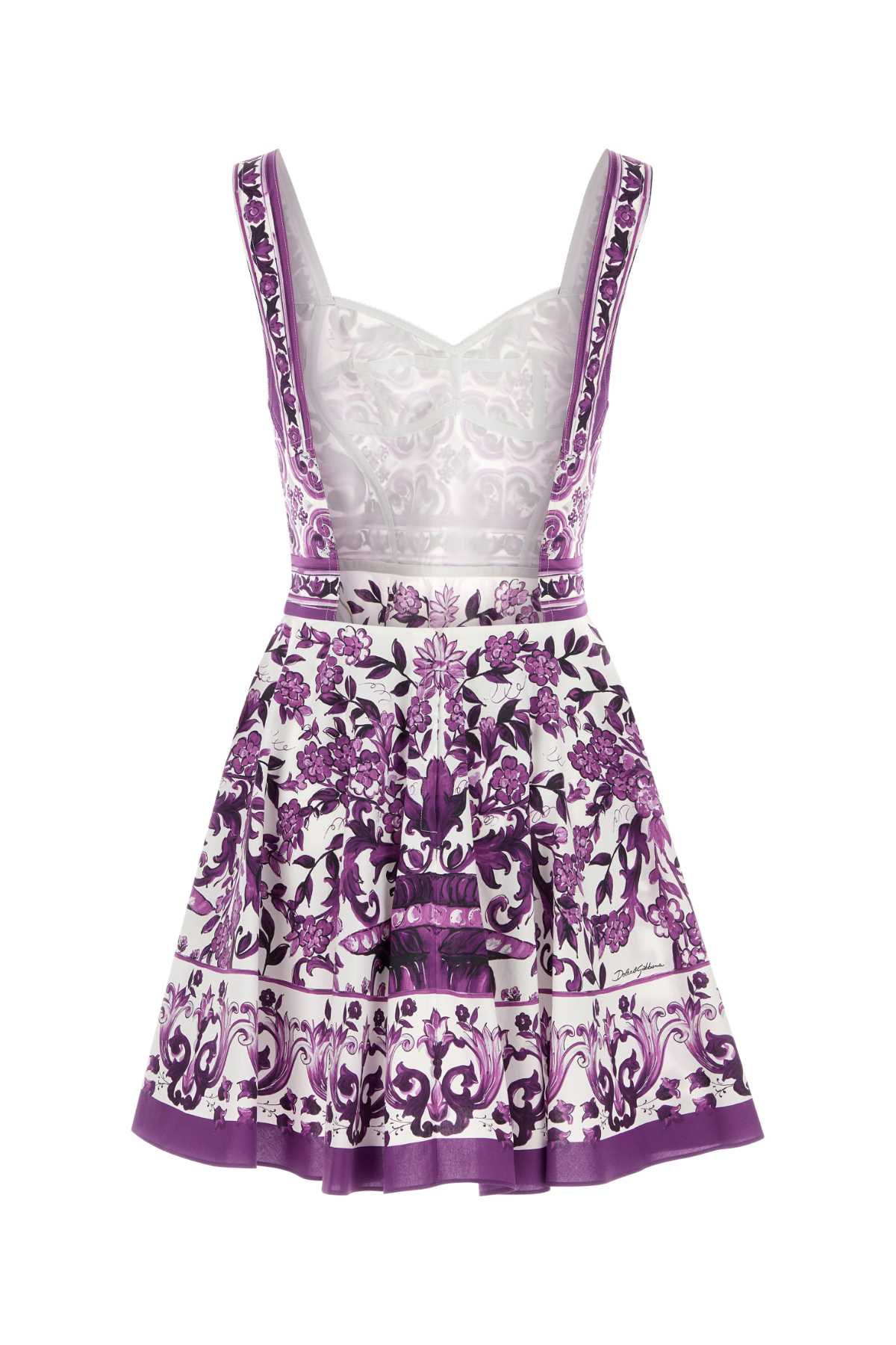 DOLCE & GABBANA Maiolica Print Cotton Blend Dress - Women's Mini Dress for FW25