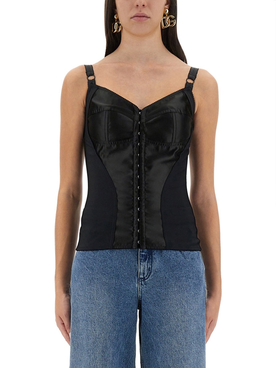 DOLCE & GABBANA Satin Bustier Top - Size 40