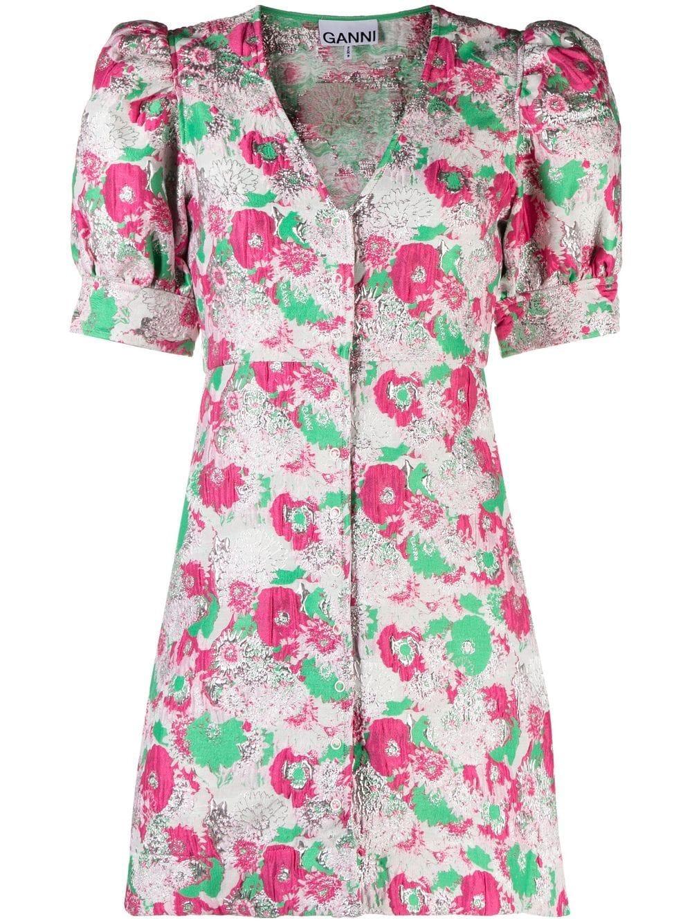 GANNI Floral Embroidered Mini Dress