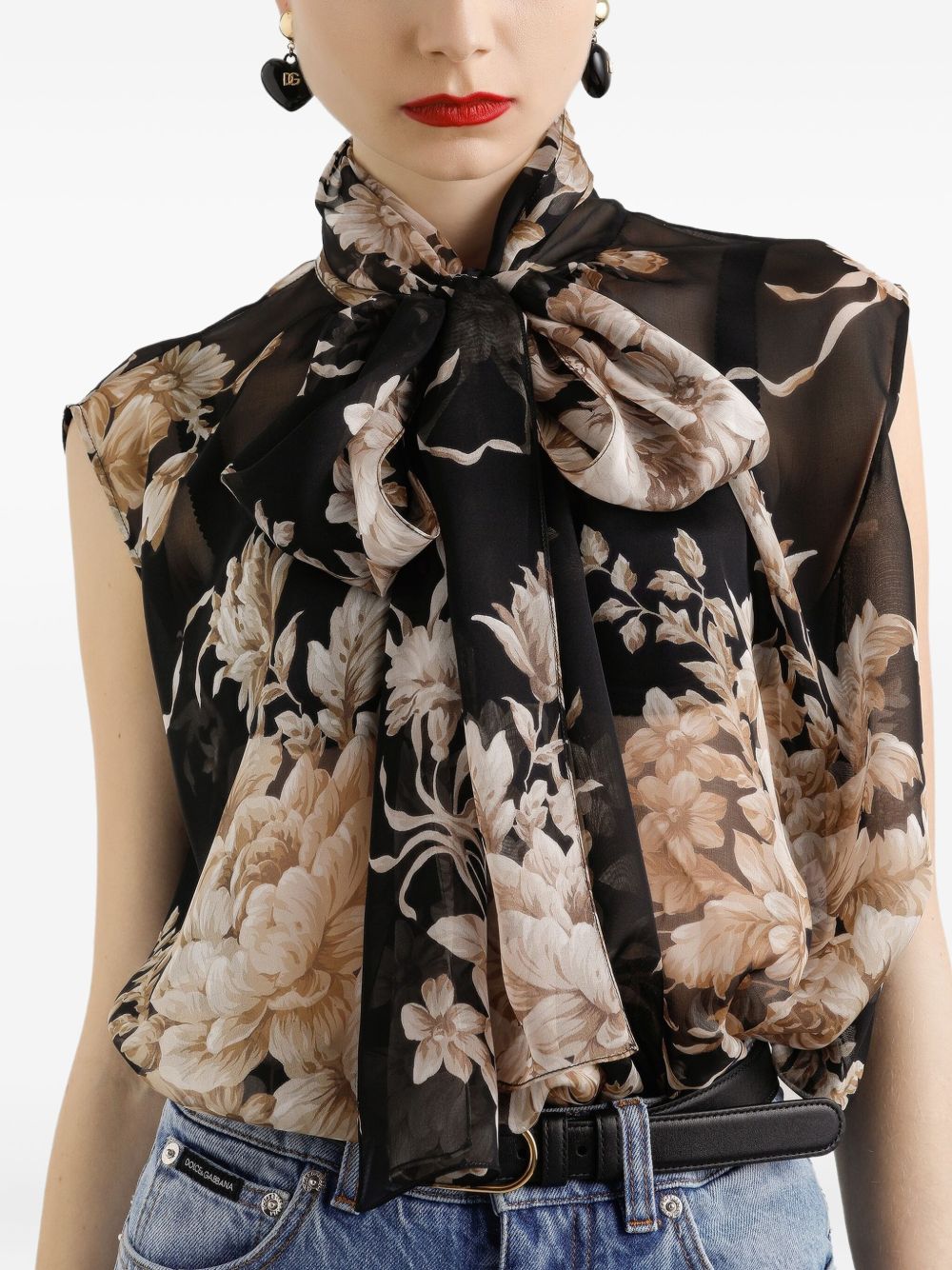 DOLCE & GABBANA Floral Printed Silk Blouse for Women - FW25