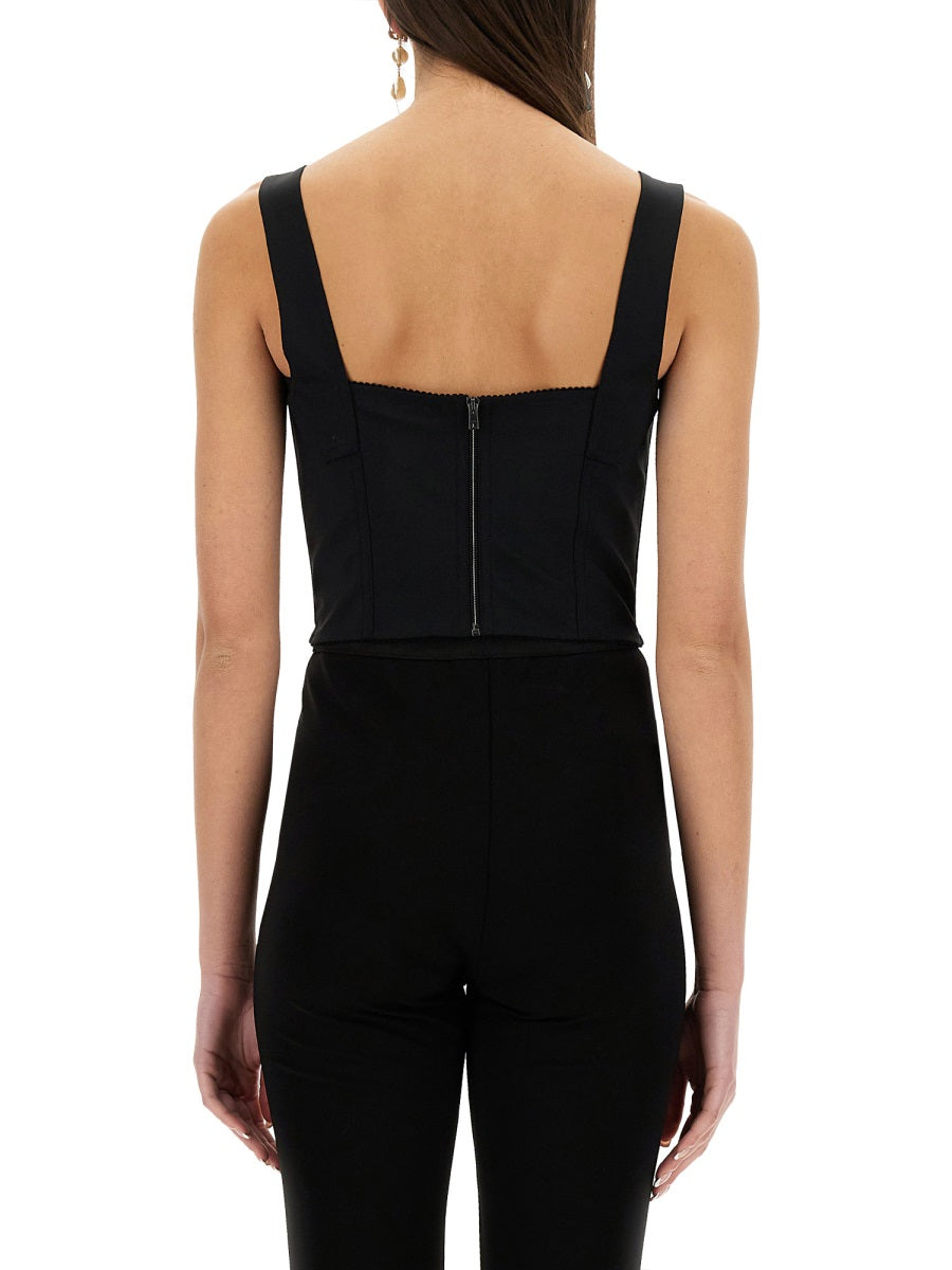 DOLCE & GABBANA Jacquard and Lace Sheath Corsetry Bustier Size 38