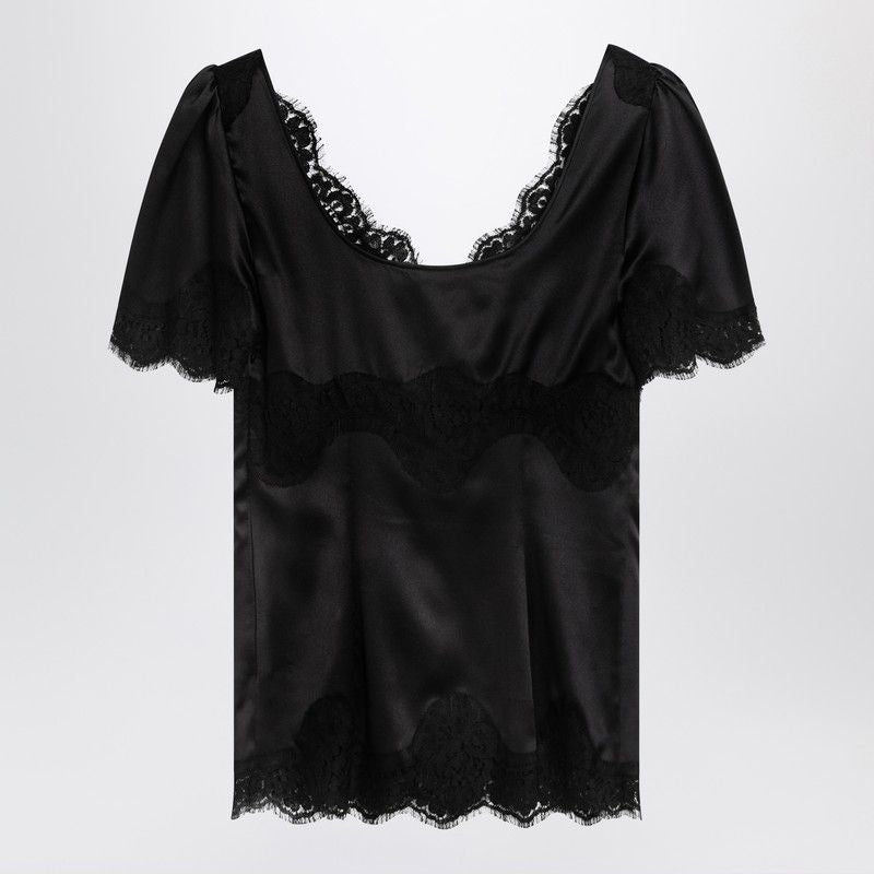 DOLCE & GABBANA Elegant Satin and Lace Mini Top