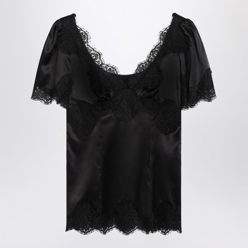 DOLCE & GABBANA Elegant Satin and Lace Mini Top