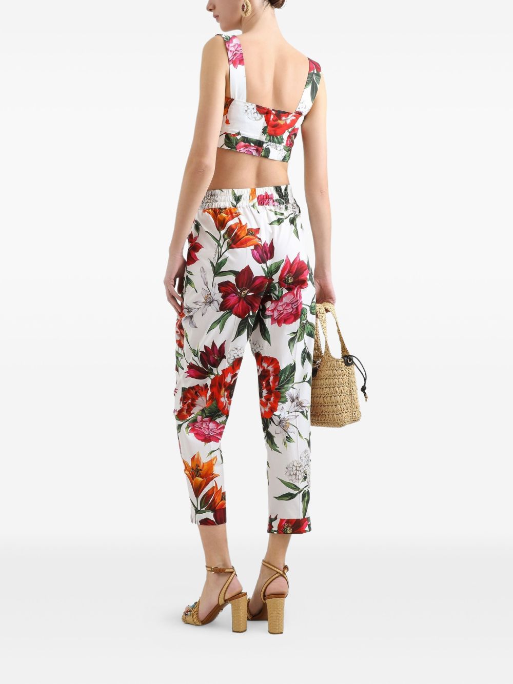 DOLCE & GABBANA Mini Flower Print Cotton Crop Top