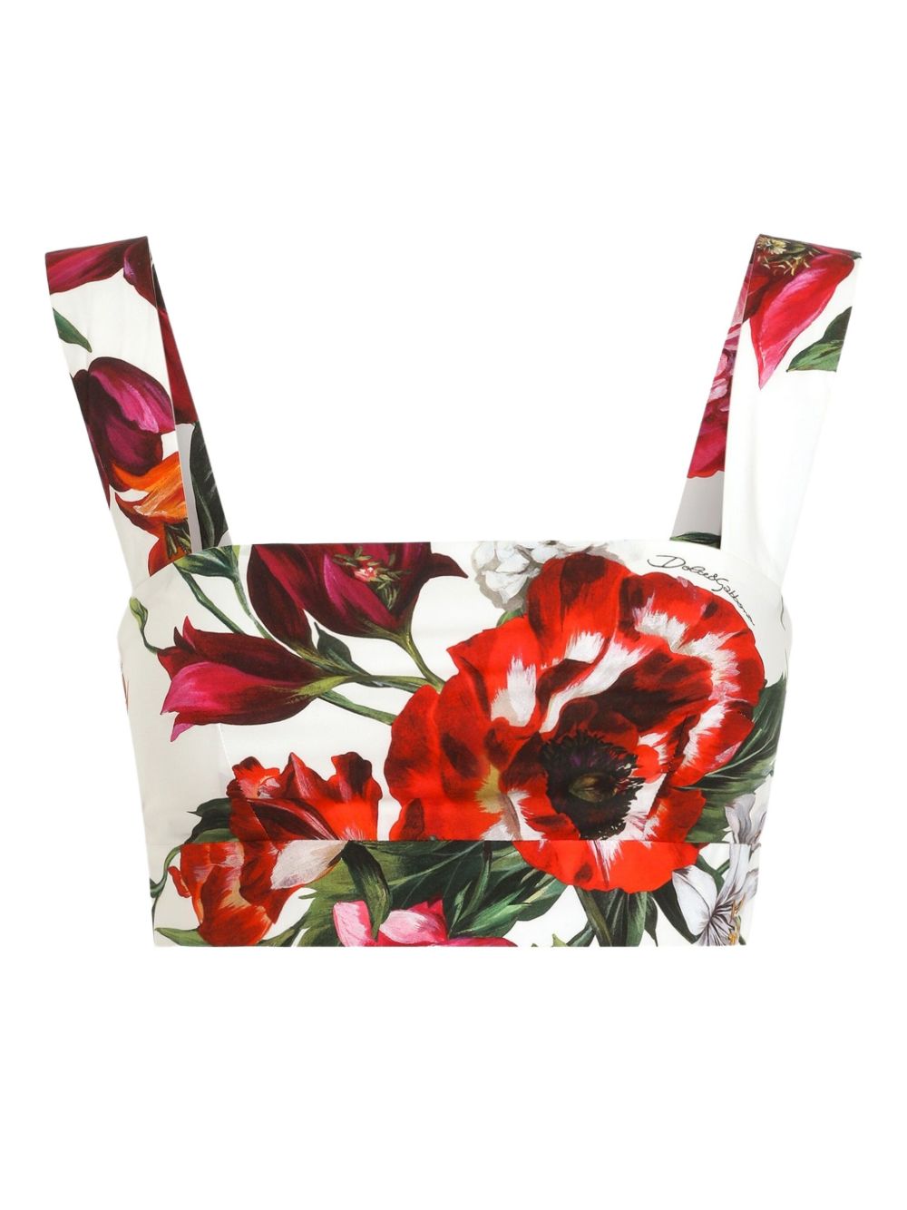 DOLCE & GABBANA Mini Flower Print Cotton Crop Top