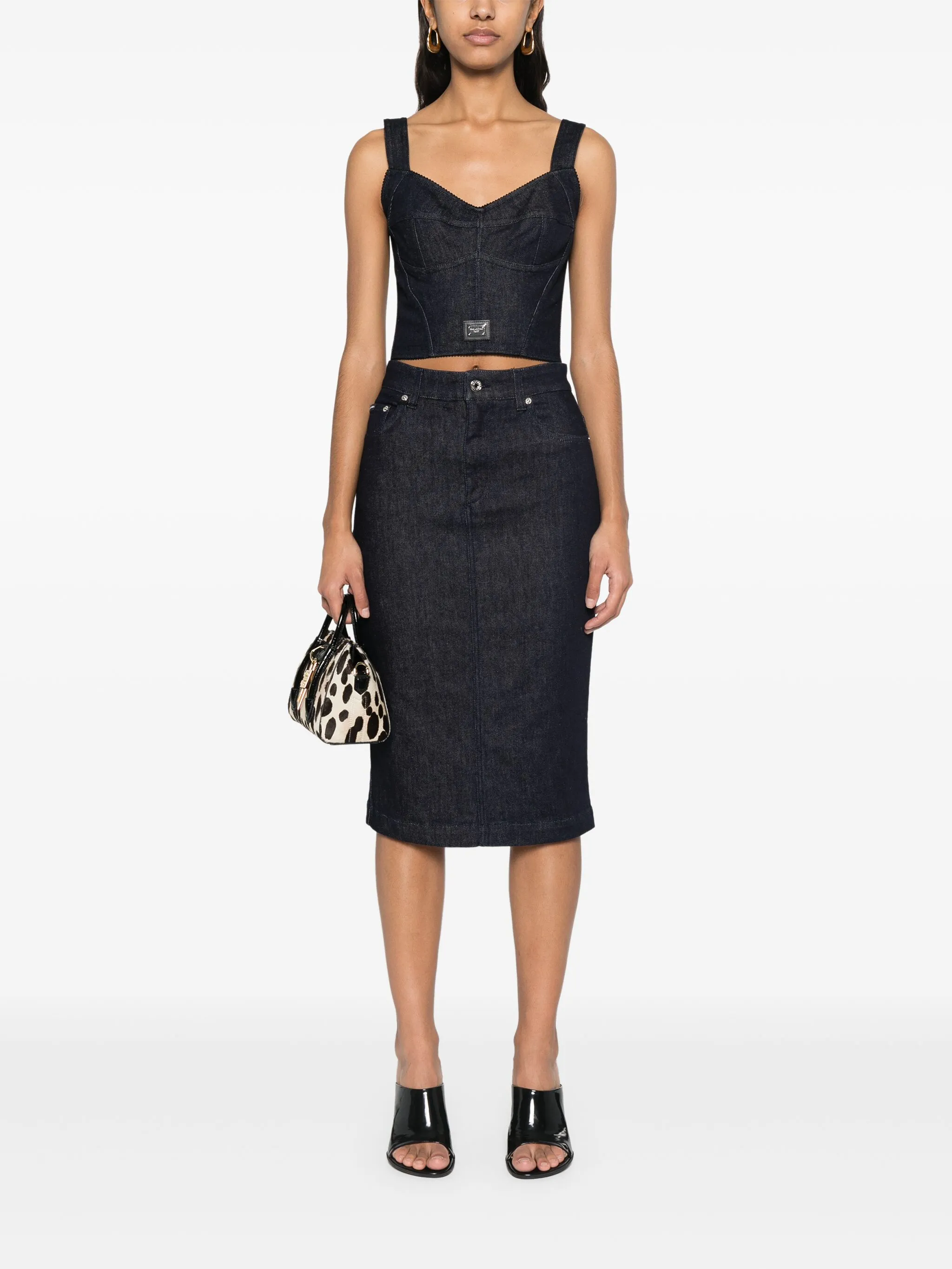 DOLCE & GABBANA Denim Corset Top with Back Zip Closure