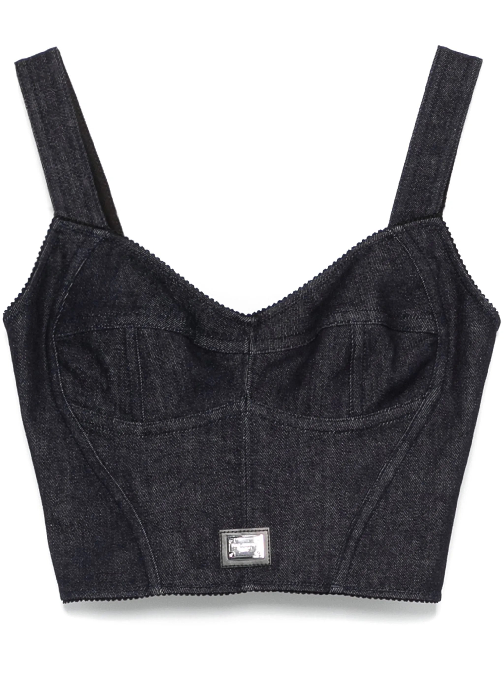 DOLCE & GABBANA Denim Corset Top with Back Zip Closure