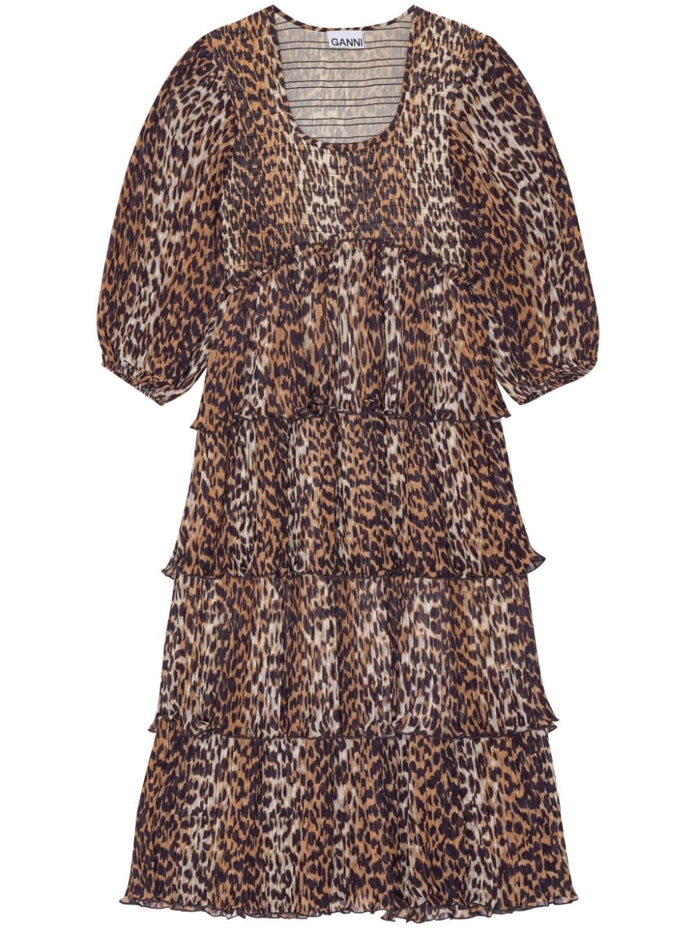 GANNI Leopard Print Midi Dress