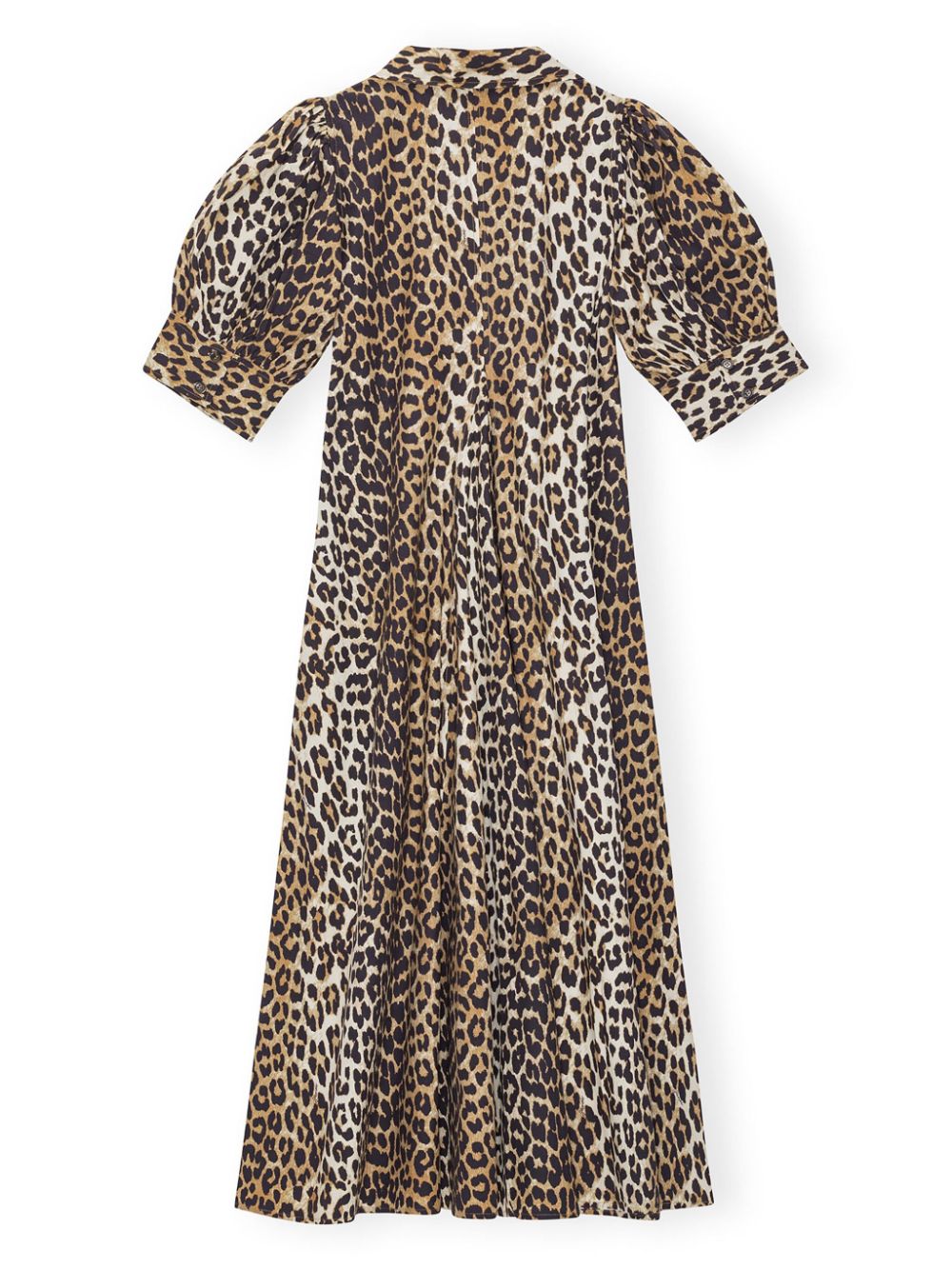 GANNI Organic Cotton Maxi Dress with Leopard Print - Women's FW25