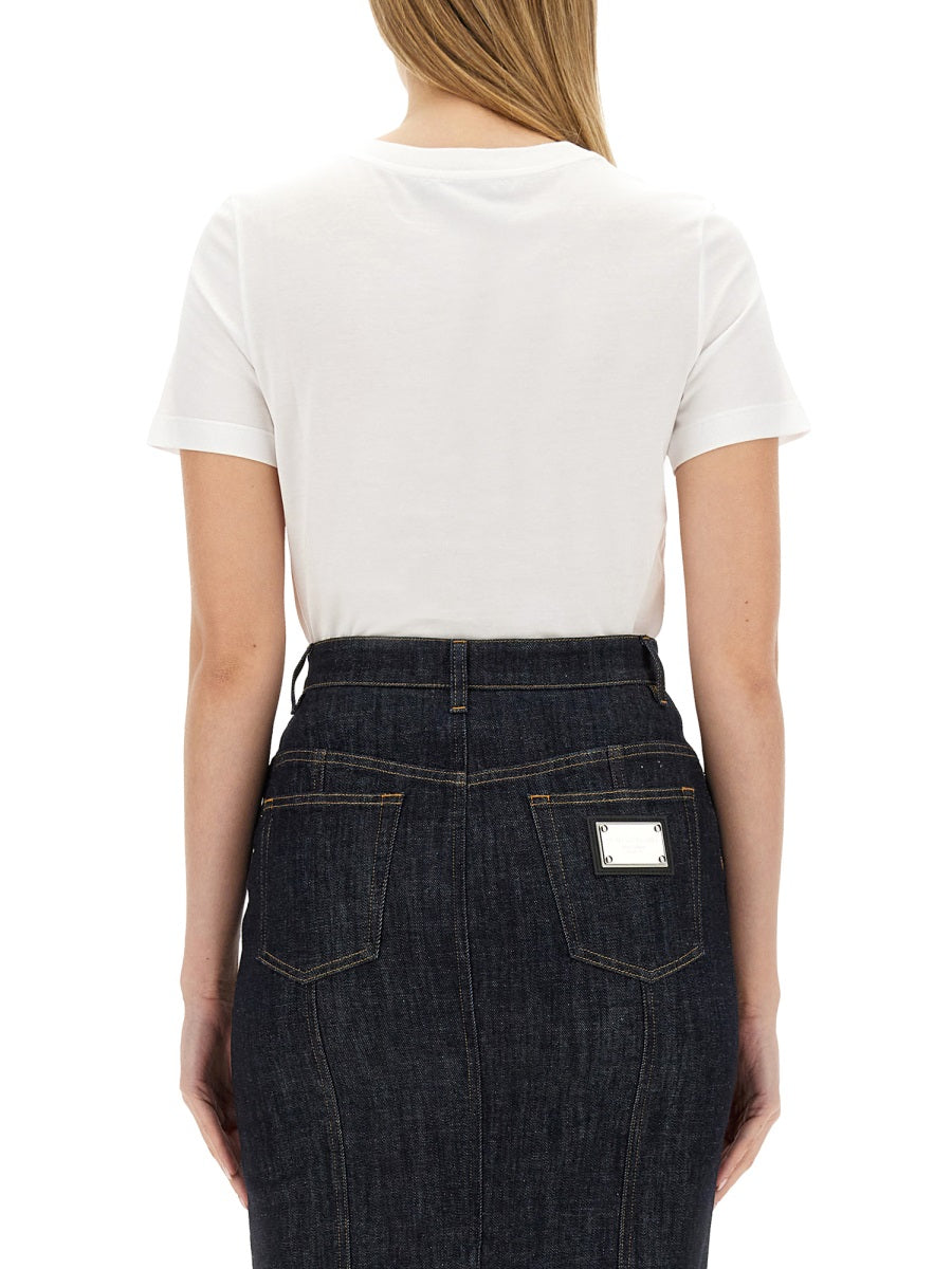 DOLCE & GABBANA Logo Patch Regular Fit T-Shirt in Size 40