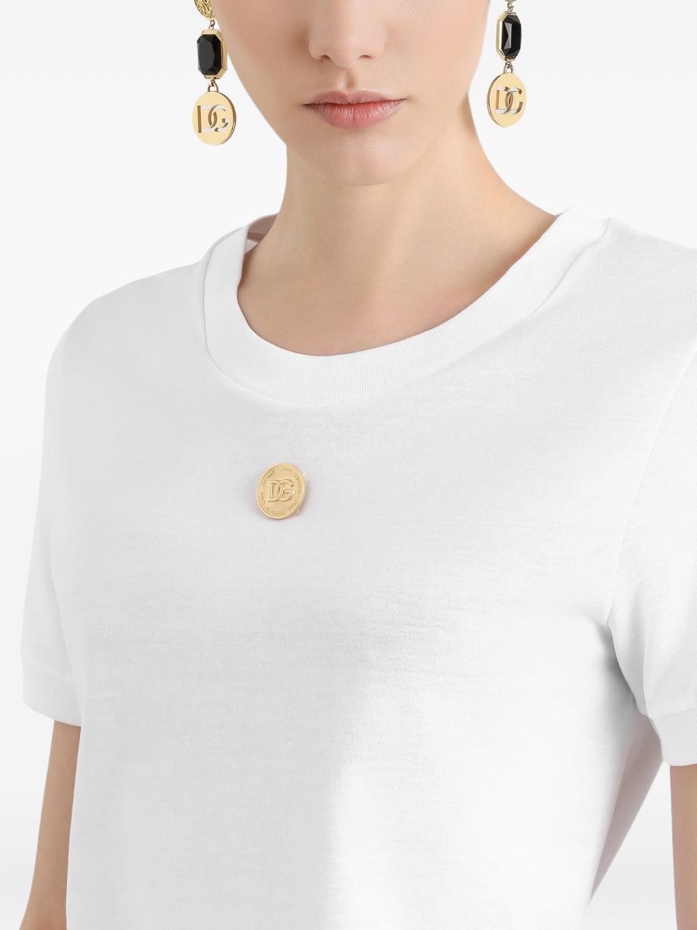 DOLCE & GABBANA Cotton T-Shirt with Medallion - Size 40