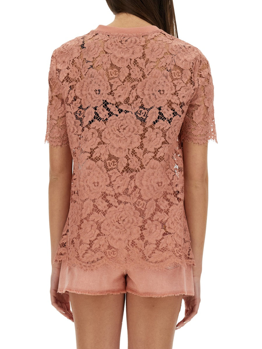 DOLCE & GABBANA Lace T-Shirt - Size 40