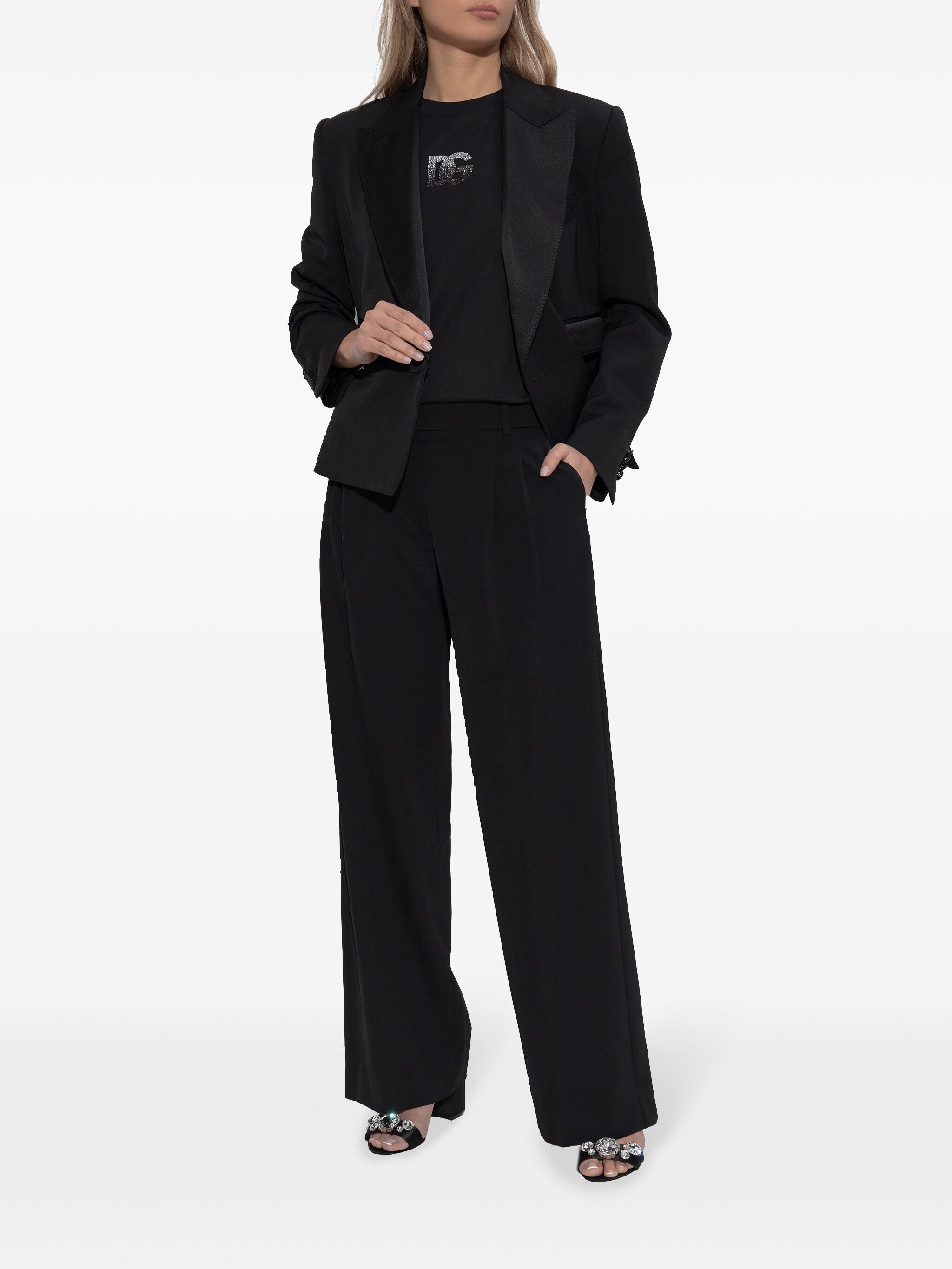 DOLCE & GABBANA Cotton T-Shirt with Strass Logo Embellishment