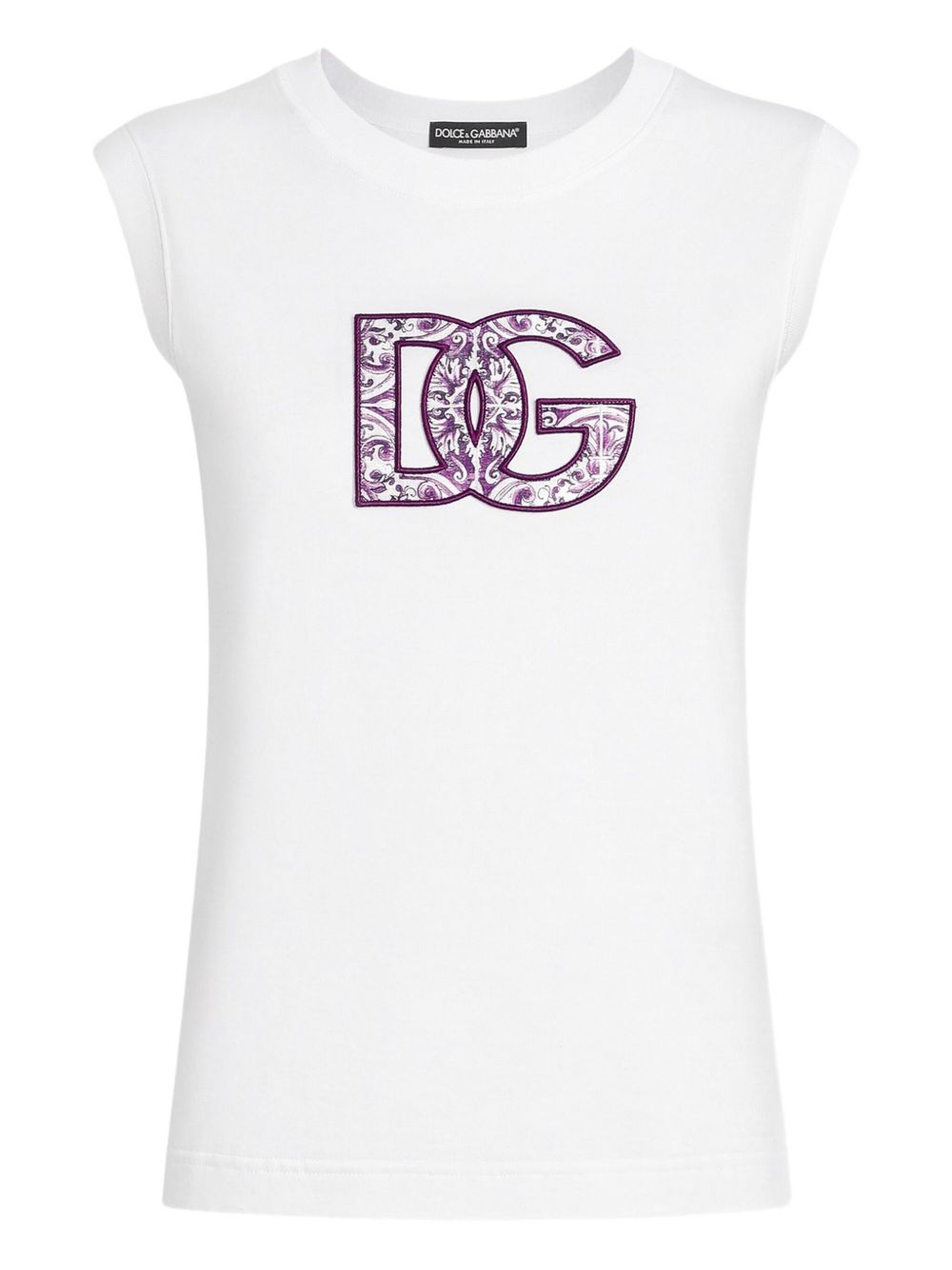 DOLCE & GABBANA Logo Cotton T-Shirt with Cap Sleeves