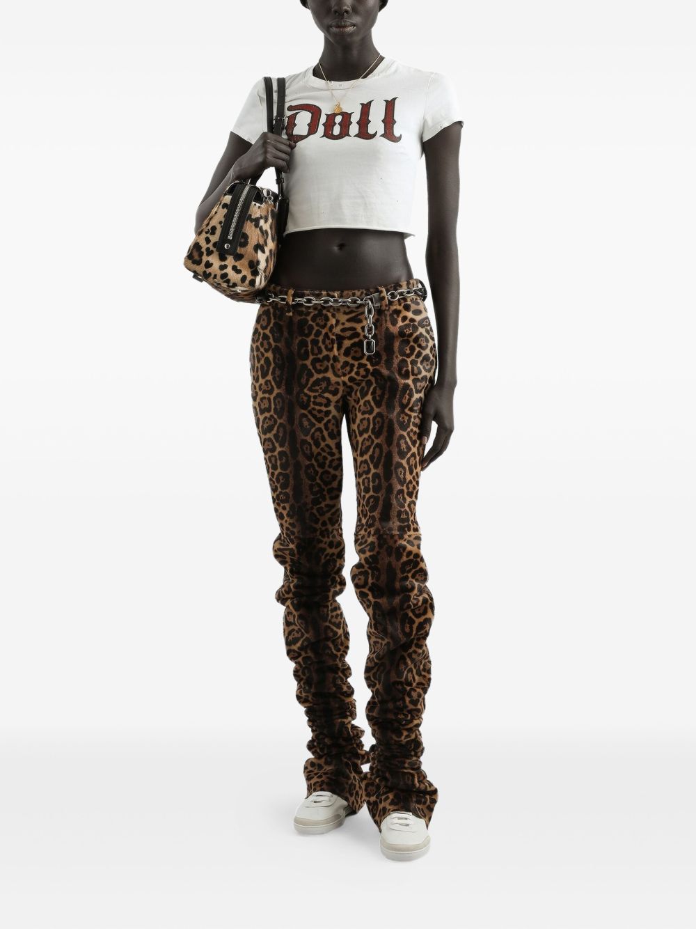 DOLCE & GABBANA Mini Cotton Doll Print Cropped Tee