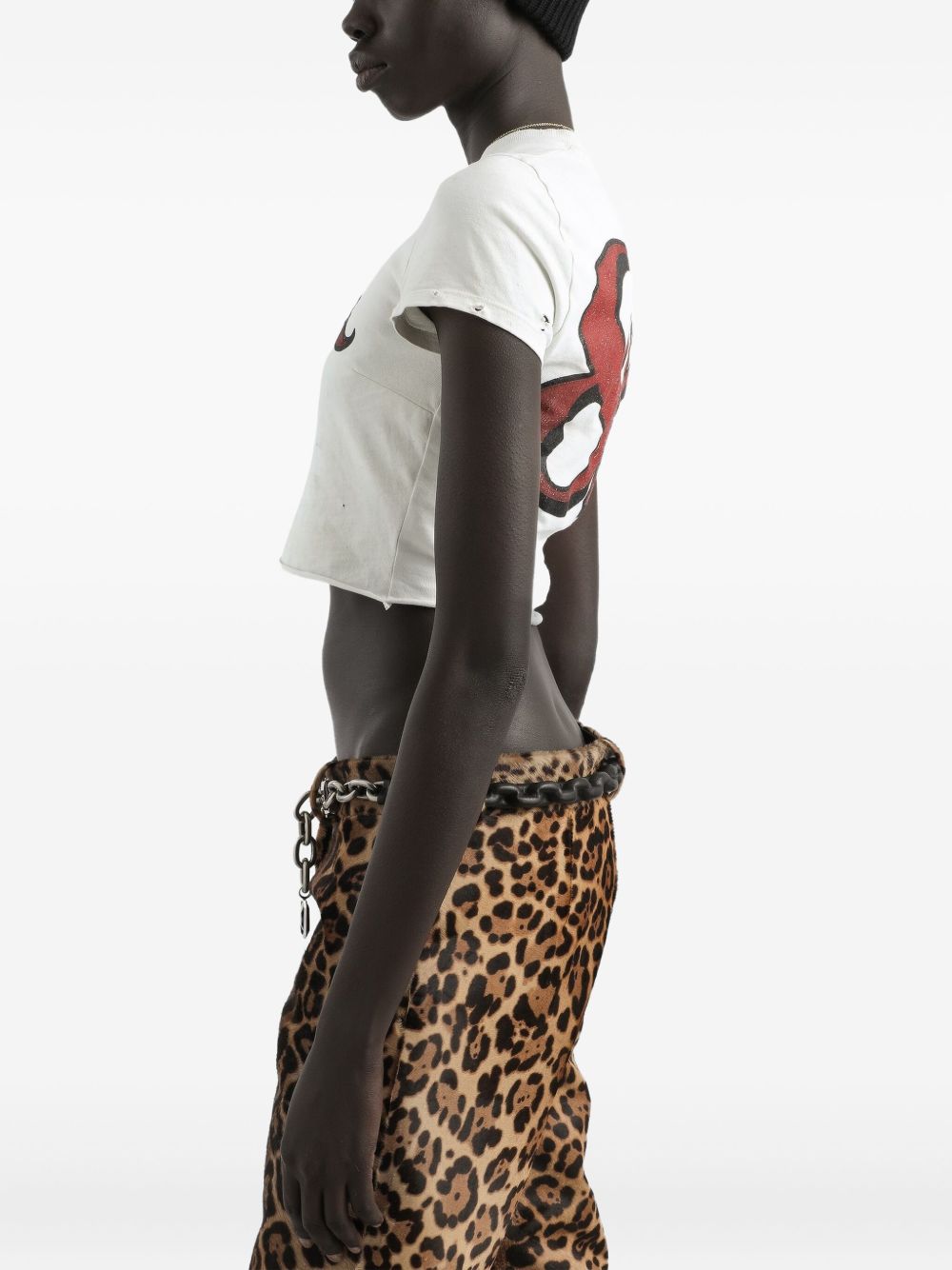 DOLCE & GABBANA Mini Cotton Doll Print Cropped Tee