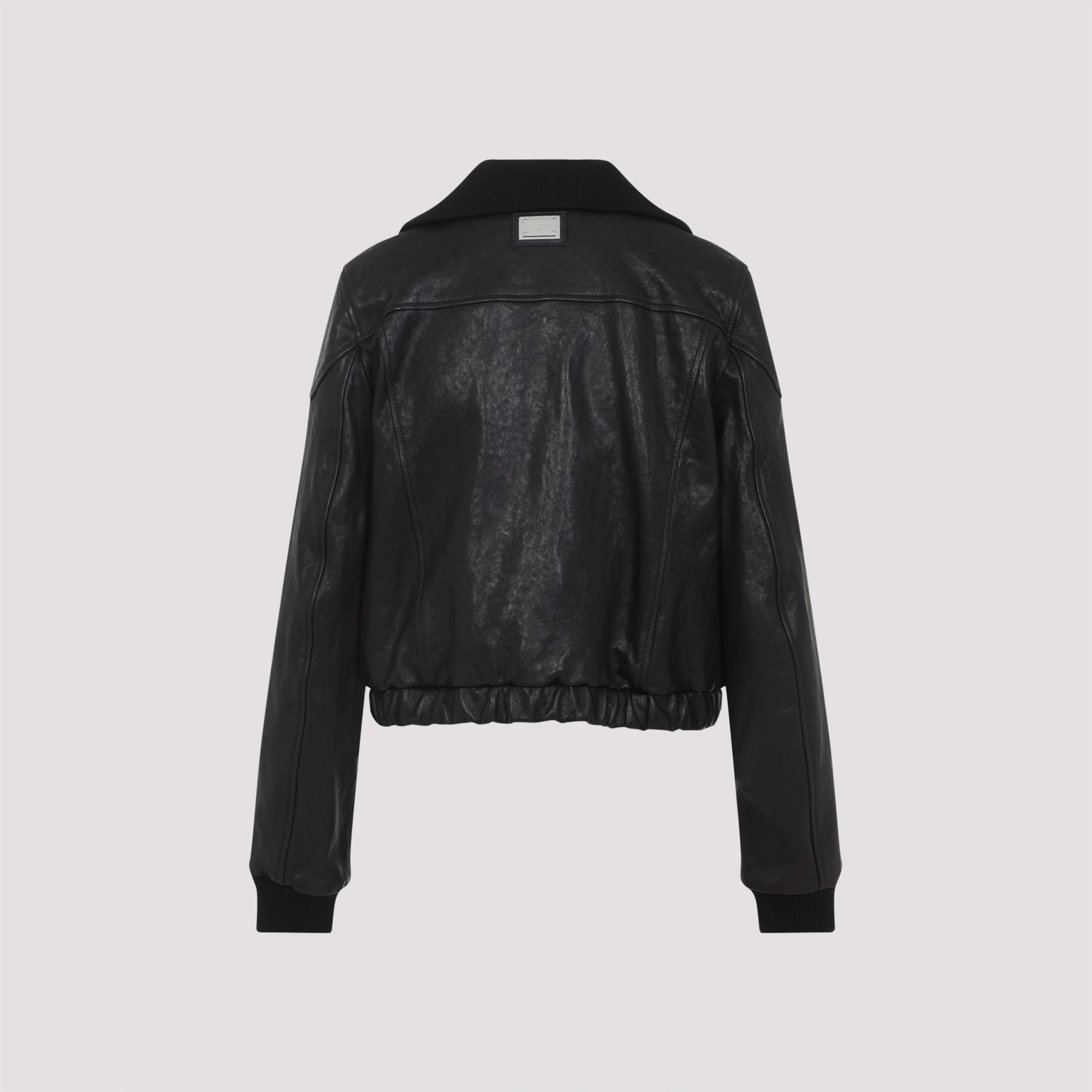 DOLCE & GABBANA Leather Bomber Jacket - Women's Size XL