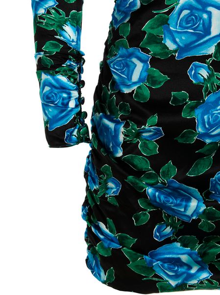 ALESSANDRA RICH Elegant Mini Dress with Floral Motif and Padded Shoulders