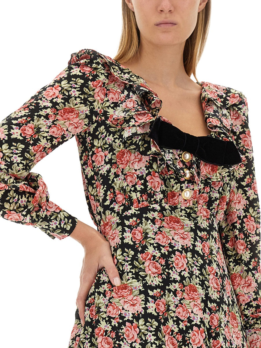 ALESSANDRA RICH Chic Flower Print Mini Dress - Regular Fit