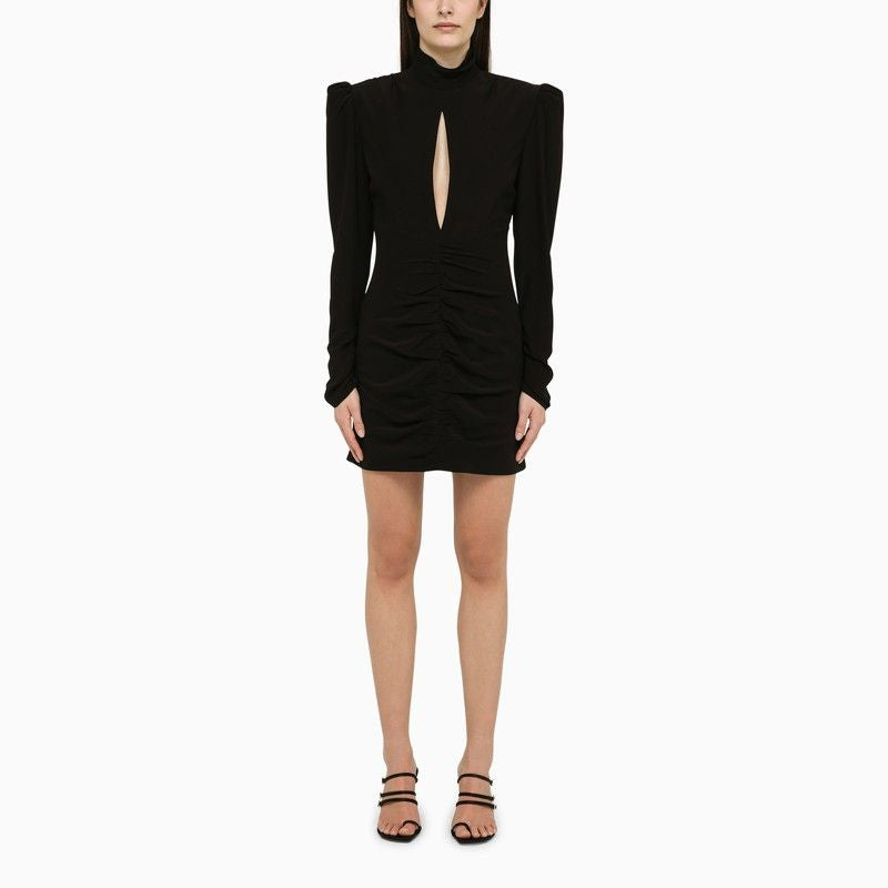 ALESSANDRA RICH Draped Silk Mini Dress with Cut Out Front Detail