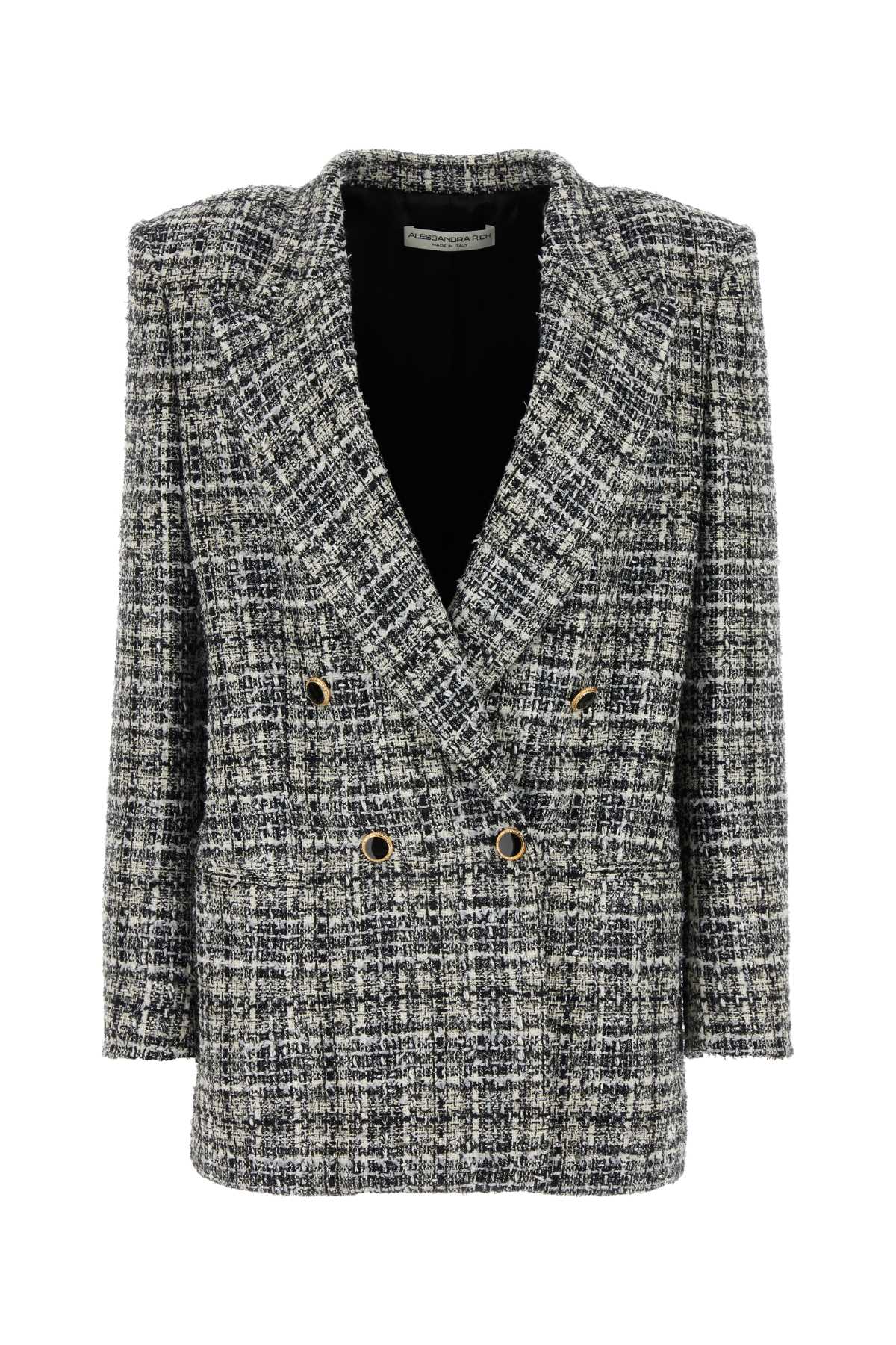 ALESSANDRA RICH Embroidered Tweed Oversize Blazer for Women