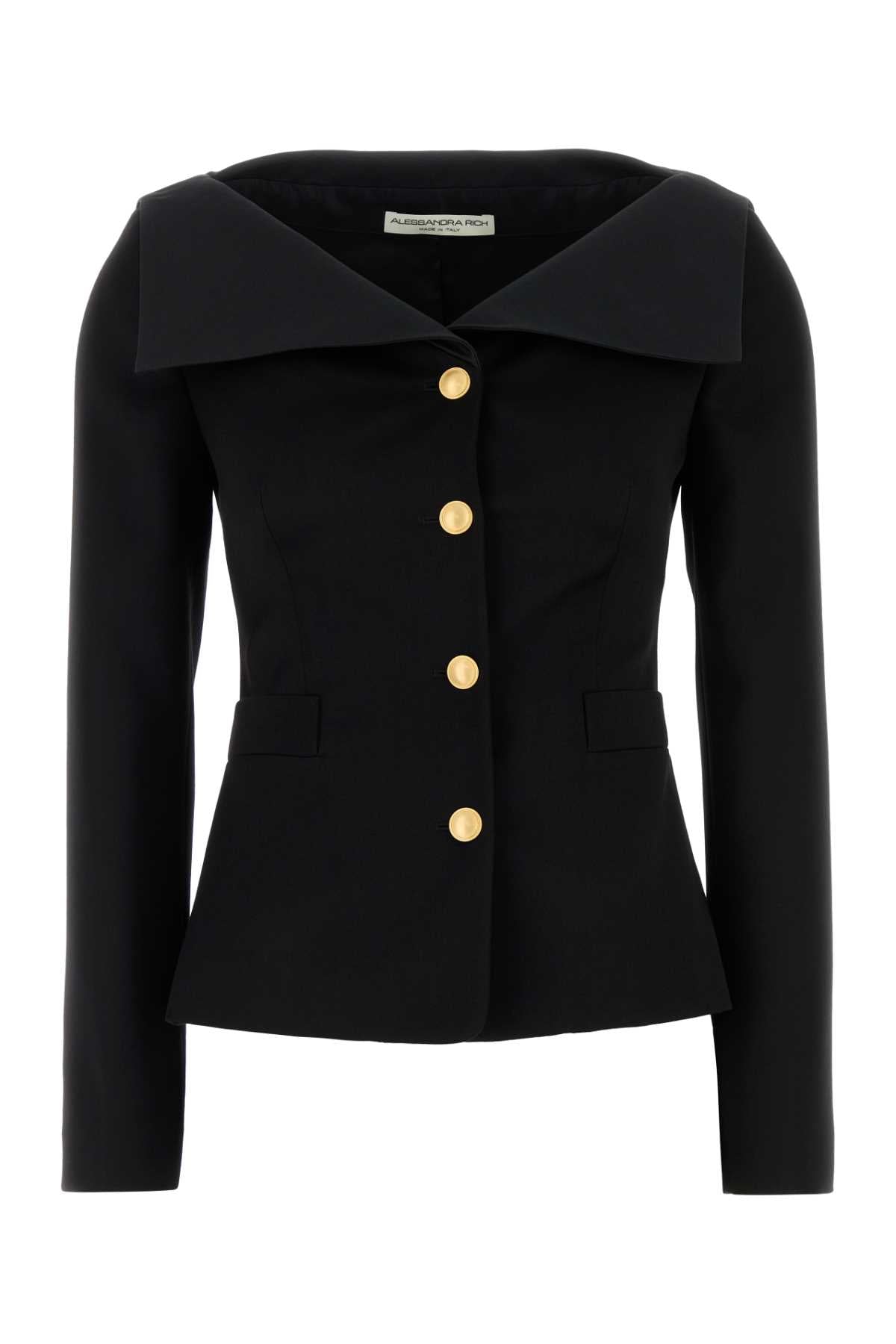 ALESSANDRA RICH Elegant Wool Blazer with Mikado Collar for Women