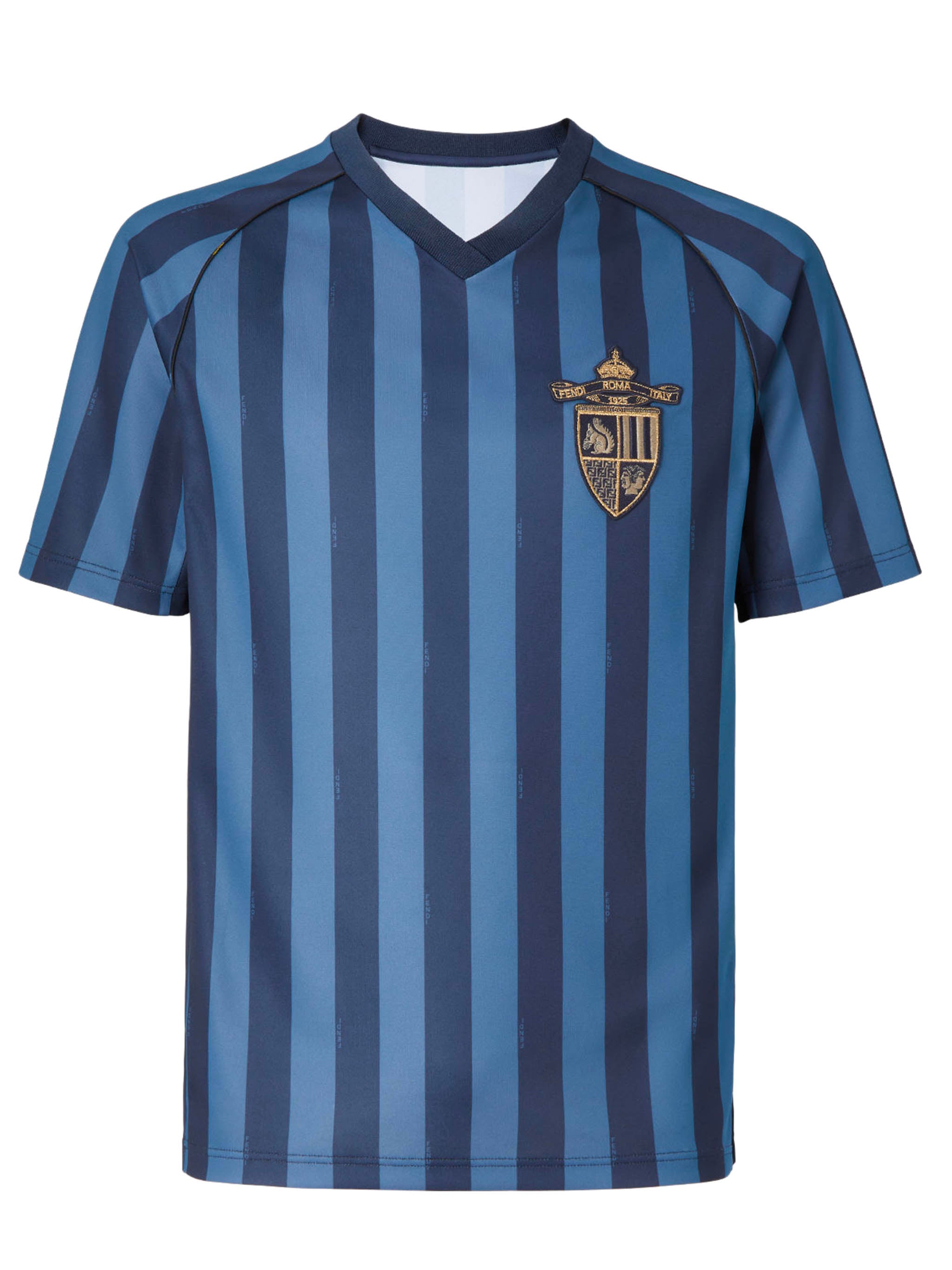 FENDI Men's V-Neck Short Raglan Sleeve Crest T-Shirt (Size M)