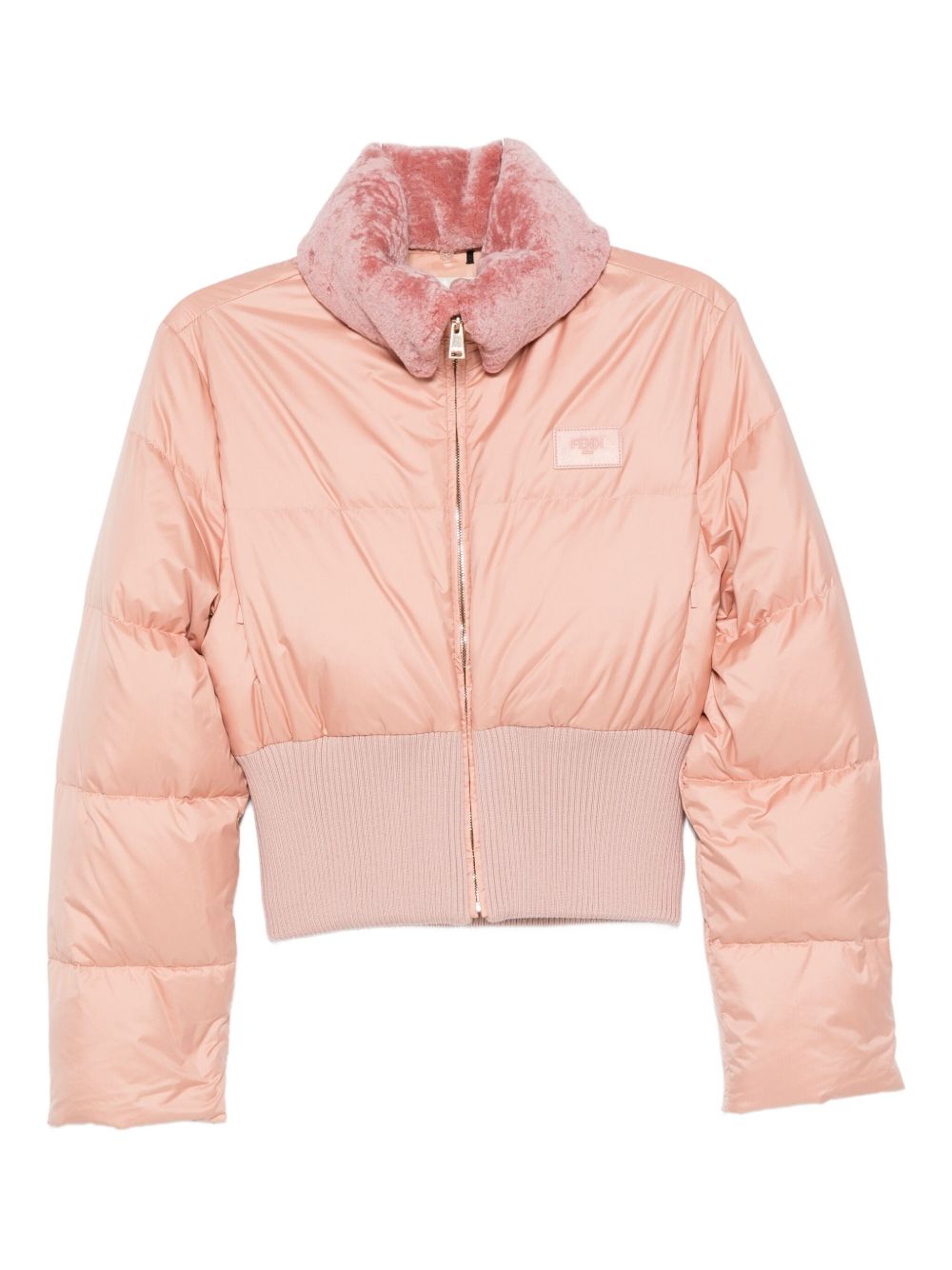 FENDI Heritage Short Down Jacket with Shearling Collar - Women's Outerwear