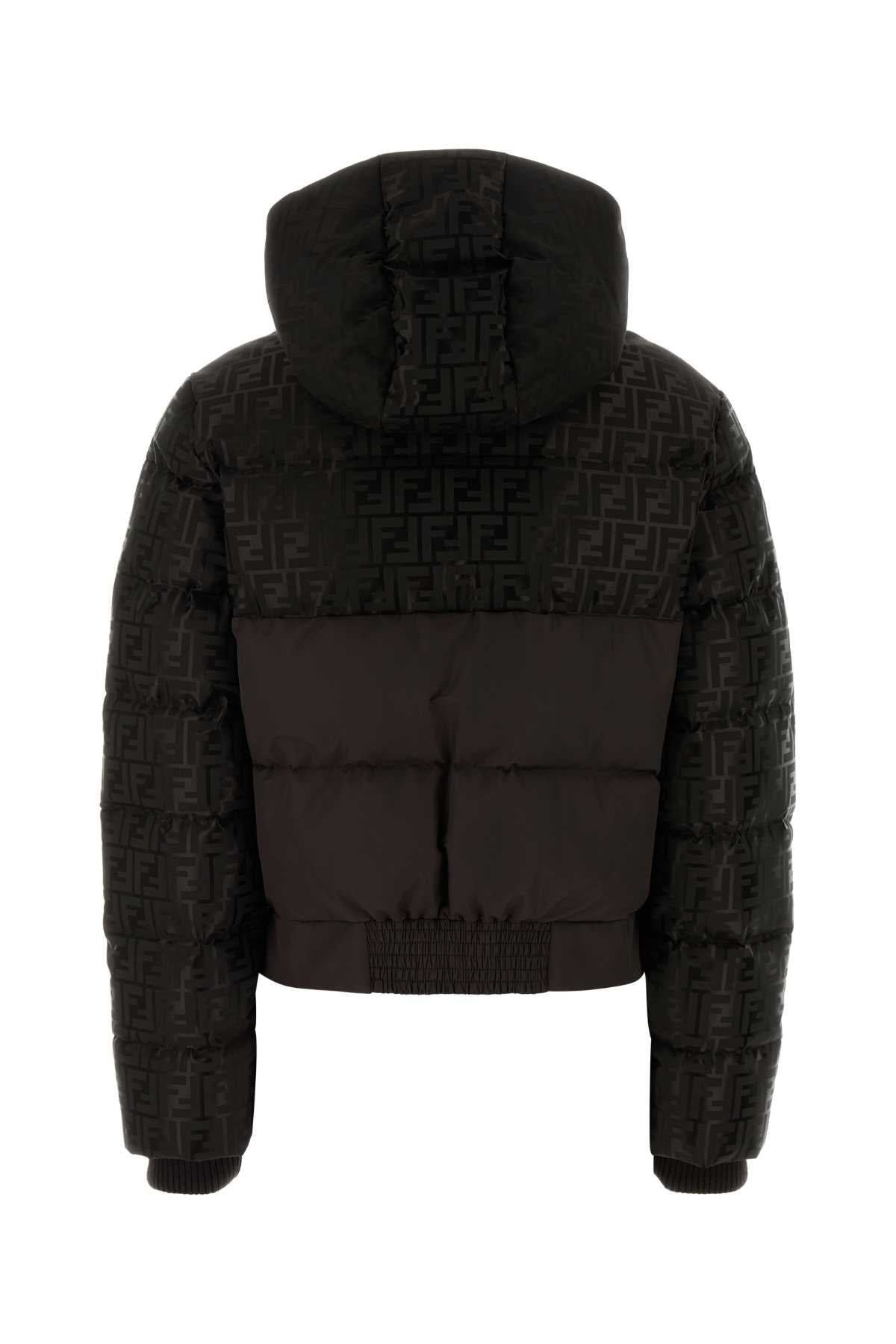 FENDI Women's Mini Down Jacket with High Collar and Adjustable Hood