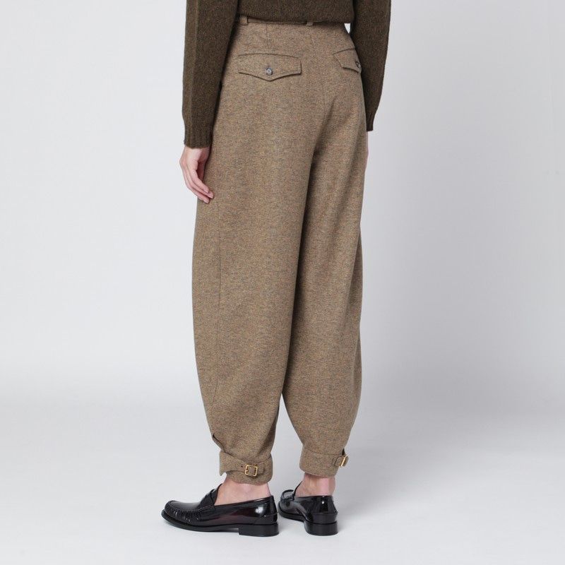 LORO PIANA Straight Fit Brown Mélange Cashmere Blend Trousers