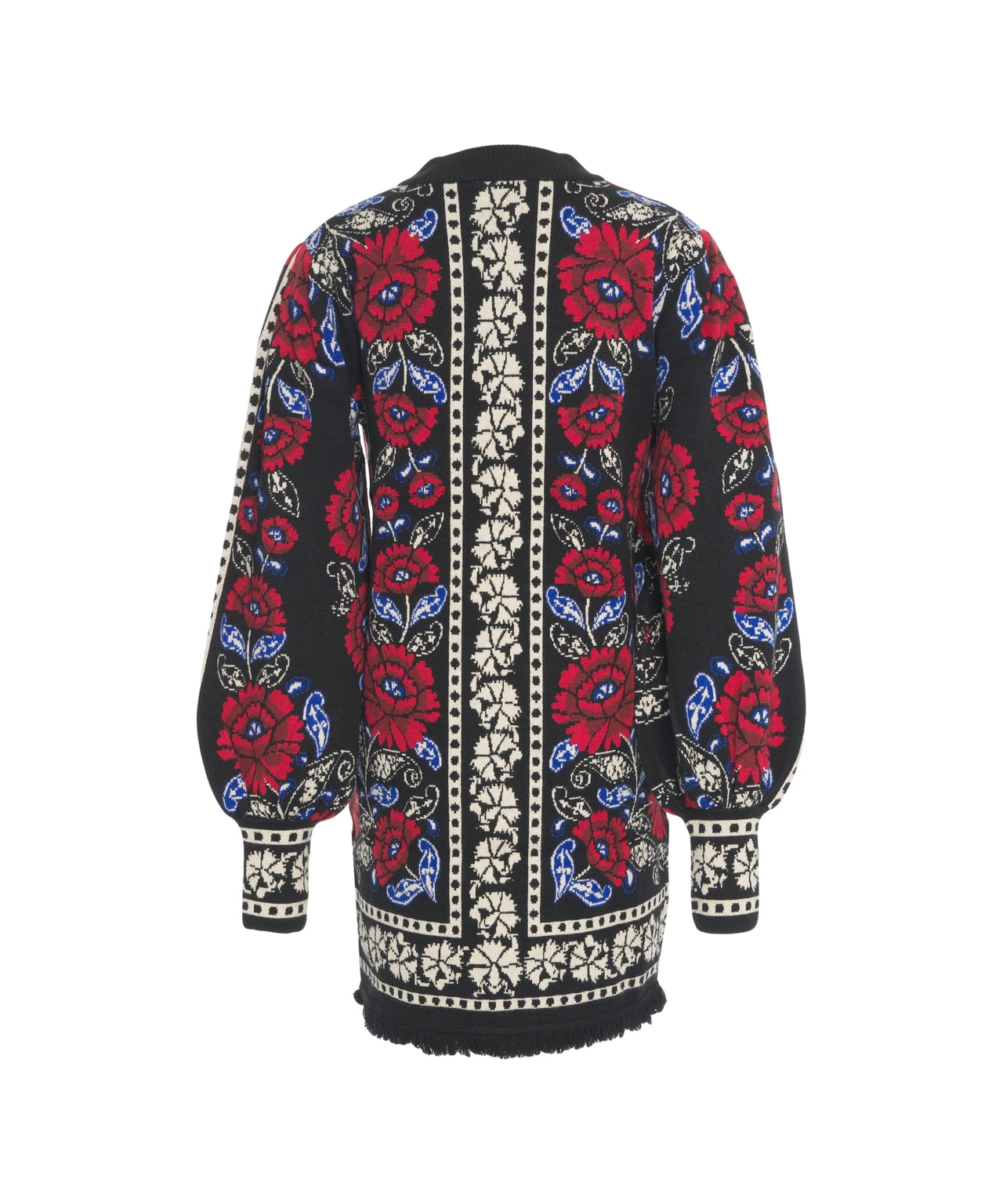 FARM RIO Floral Knit Midi Dress with Balloon Sleeves