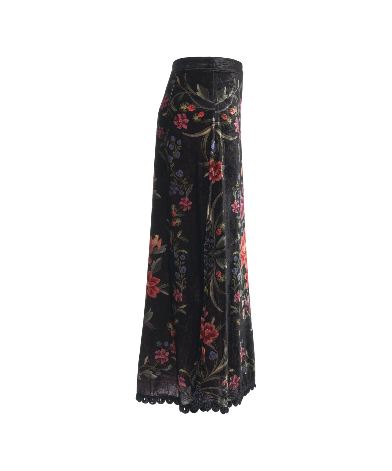 FARM RIO Elegant Floral Velvet Midi Skirt