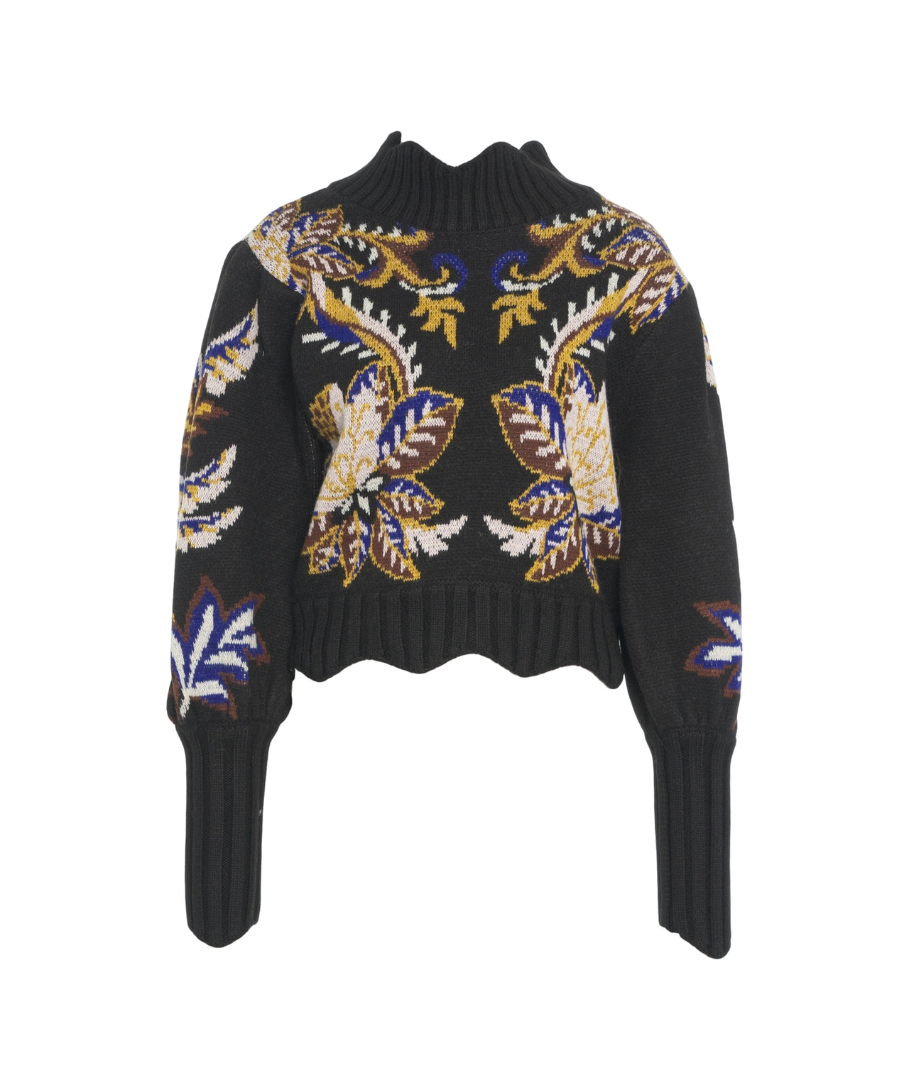 FARM RIO Floral Pullover Sweater with Ruffled Collar - Women’s Fashion