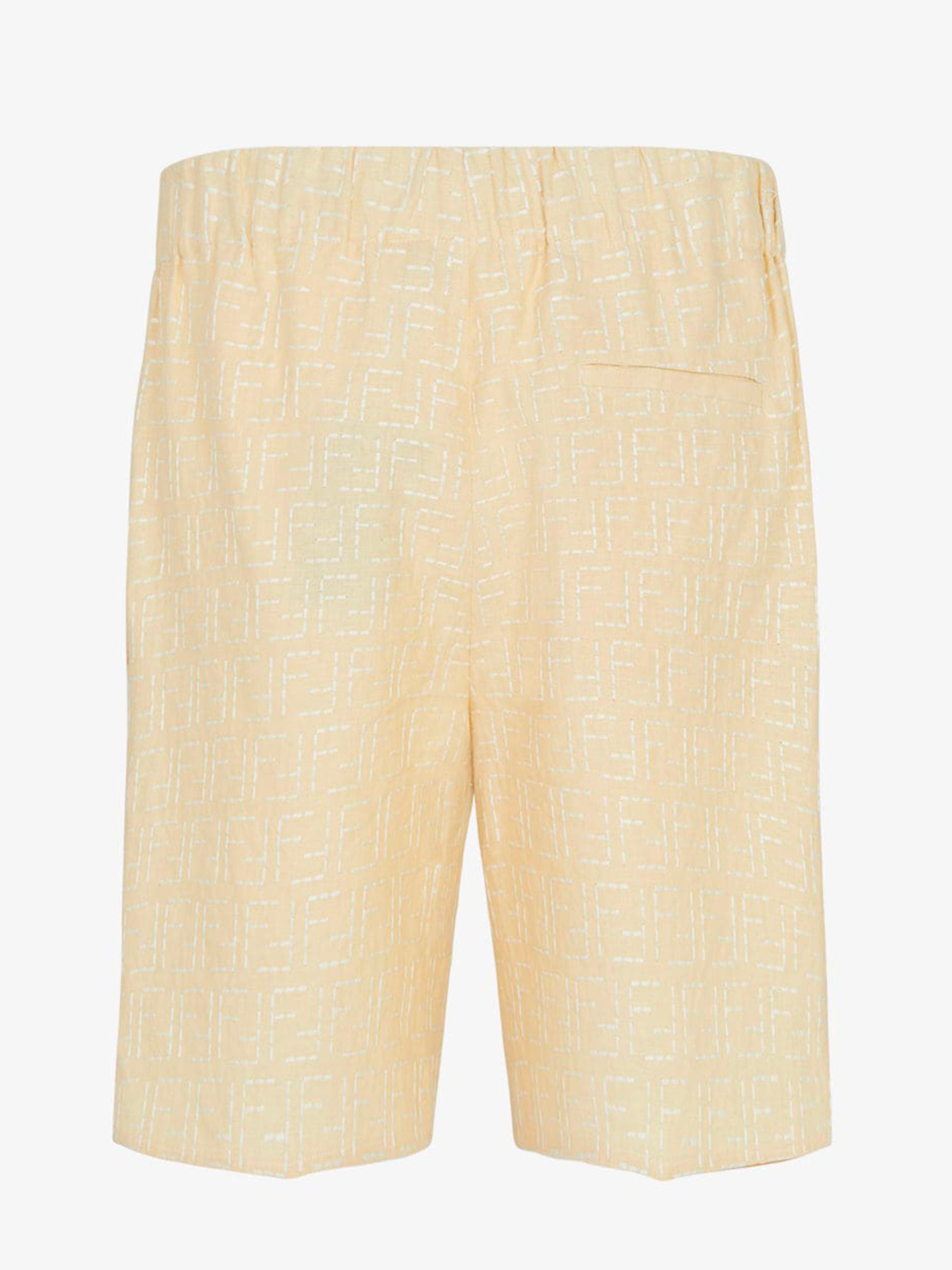 FENDI FF Jacquard Linen Bermuda Shorts - Size 48