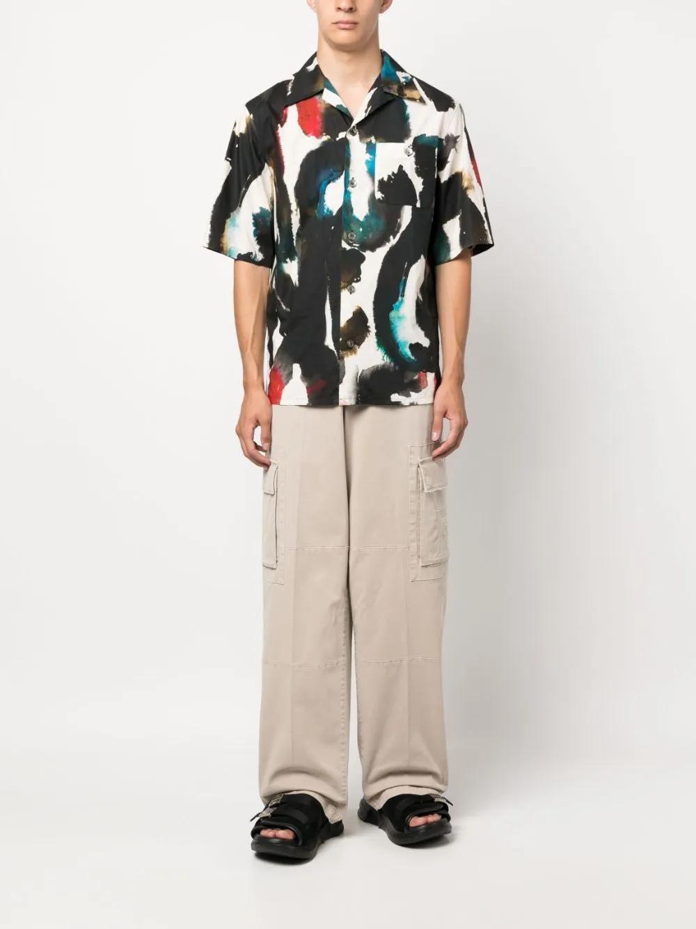 FENDI Wide-Leg Trousers with Logo Patch