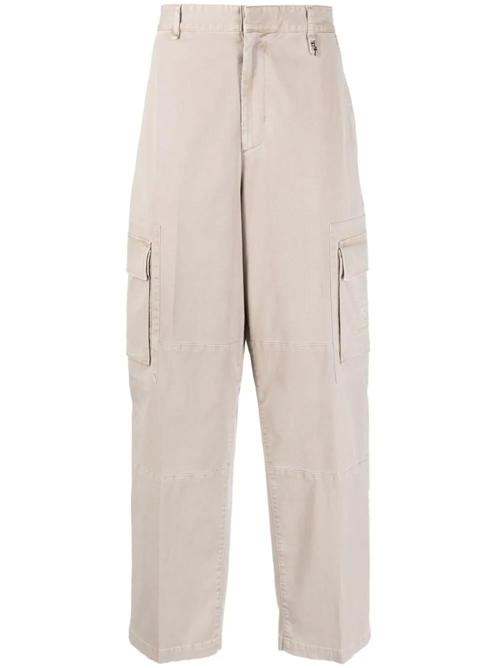 FENDI Wide-Leg Trousers with Logo Patch