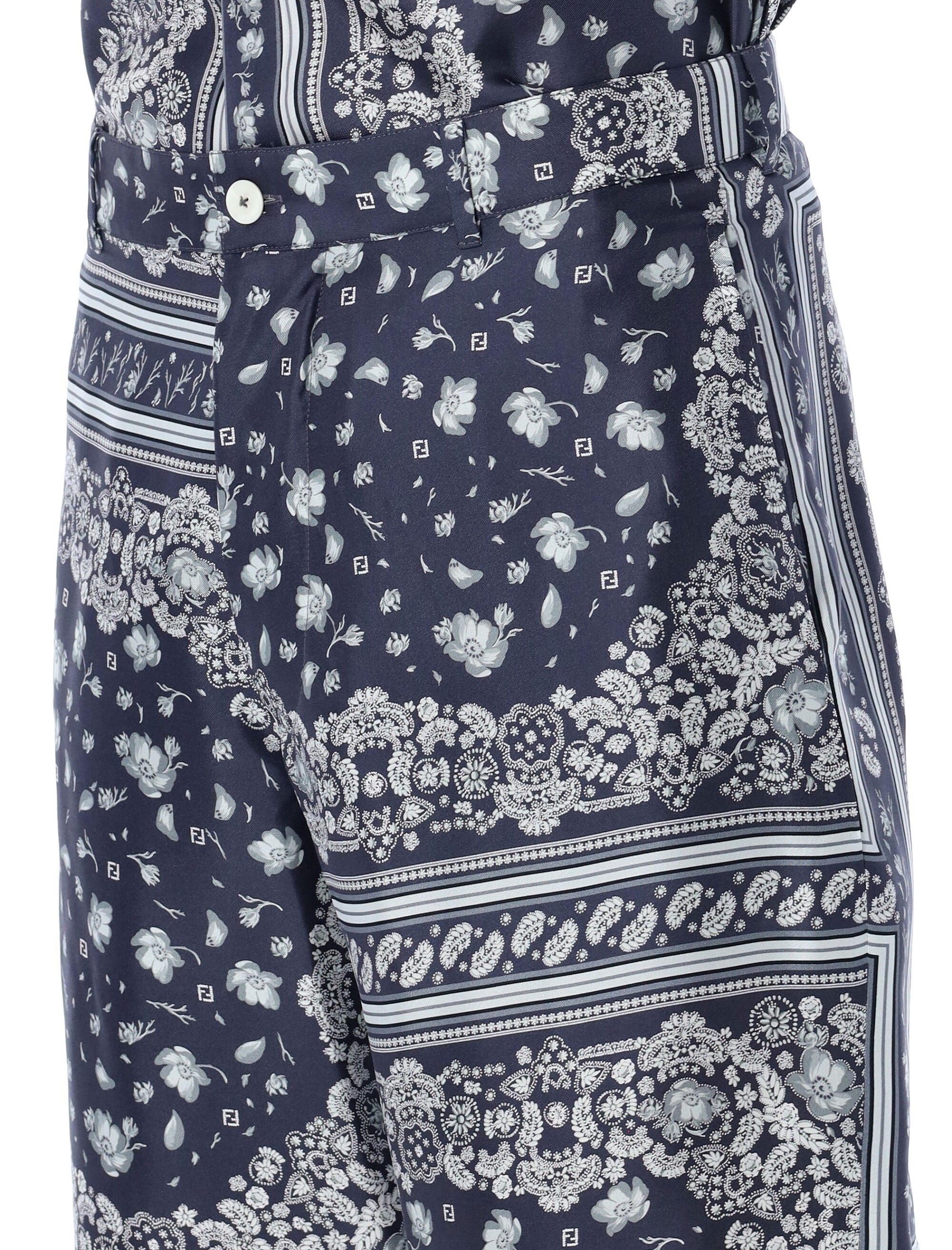 FENDI Printed Silk Bermuda Shorts for Men - SS25 Collection