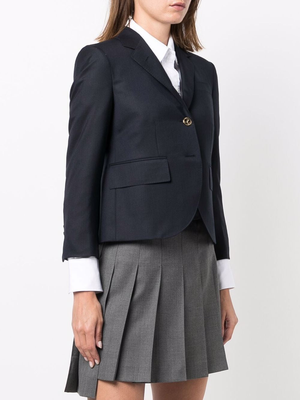 THOM BROWNE Cropped Single Breasted Mini Blazer for Women