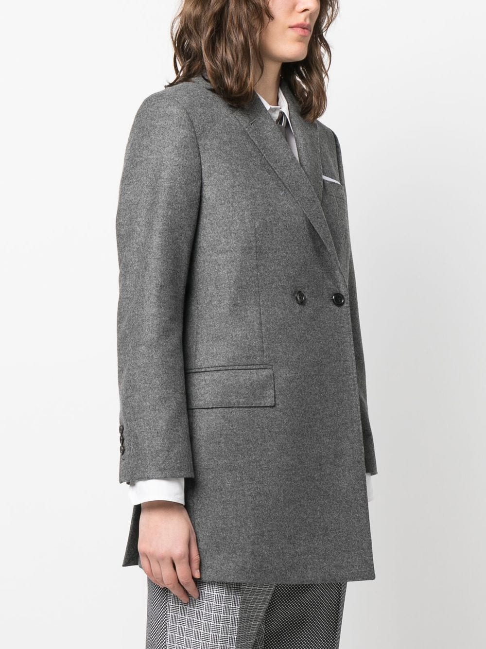 THOM BROWNE Elongated Long Sleeve Double Breasted Sportcoat - Women's