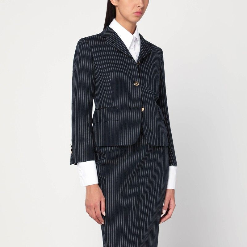 THOM BROWNE Pinstripe Wool Blazer - Women’s Single-Breasted Design
