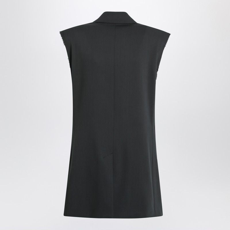 AMI PARIS Wool Vest with Concealed Closure and Peaked Lapels