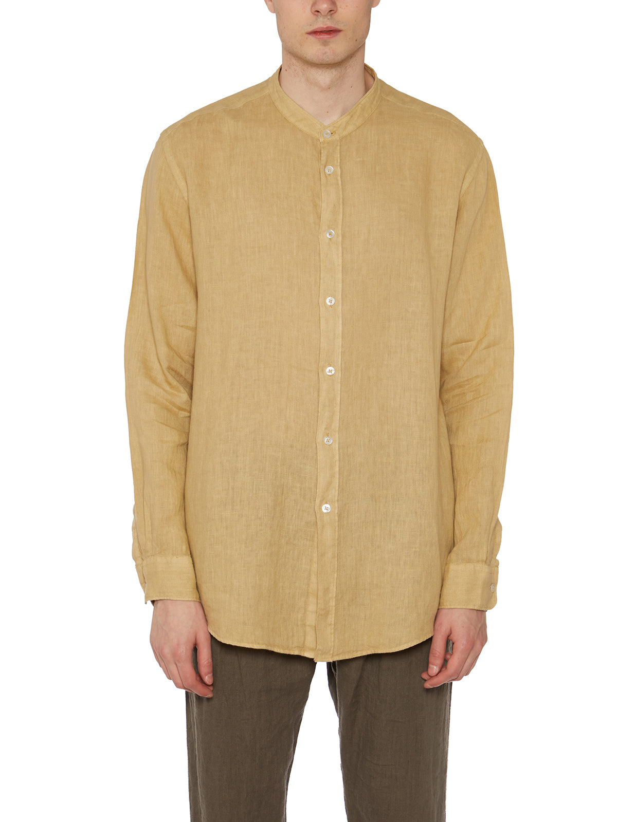 DANIELE ALESSANDRINI Men's Linen Button-Front Shirt - Size 40
