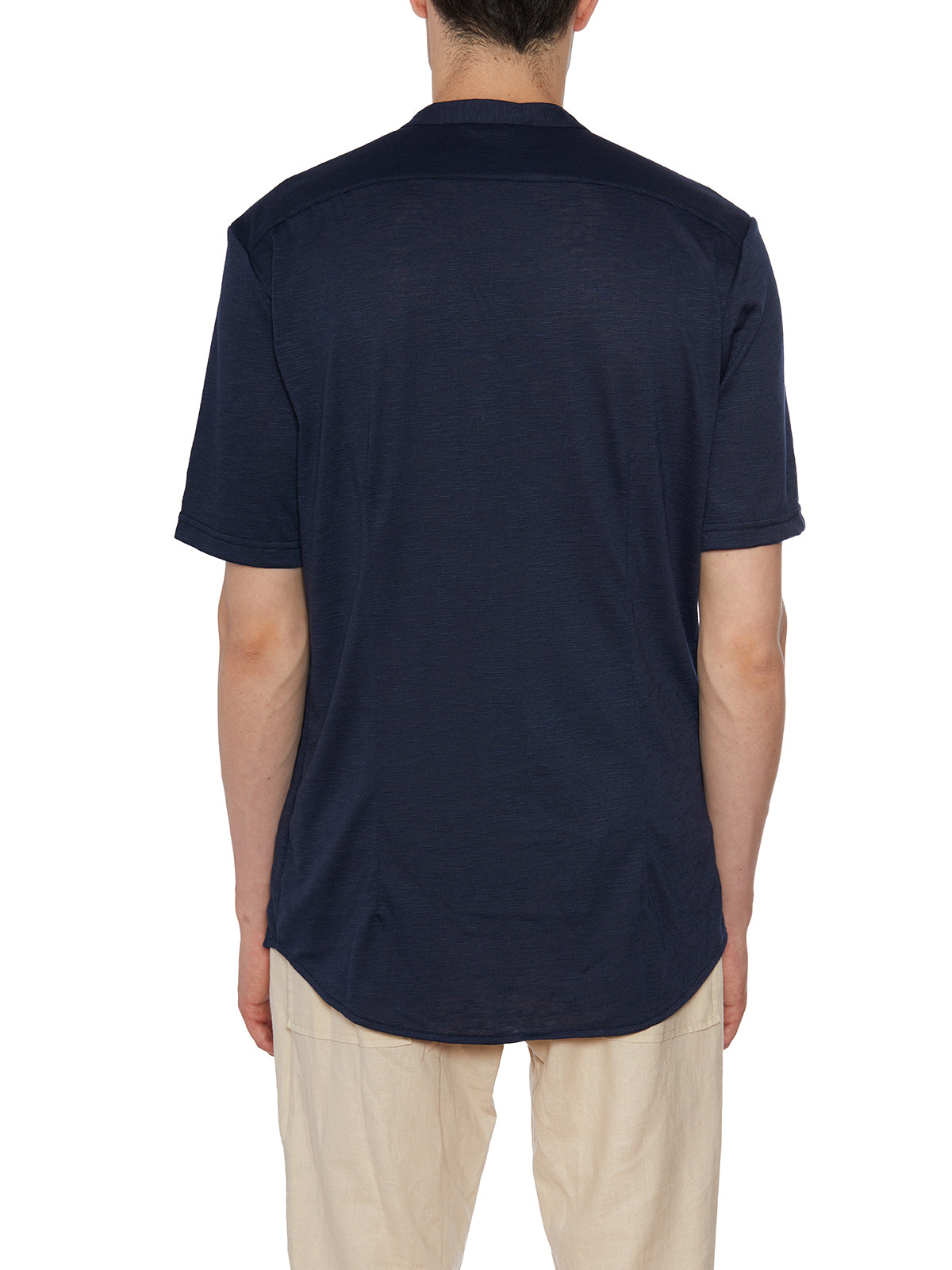 DANIELE ALESSANDRINI Men's Stretch Button-Fly T-Shirt in Size L