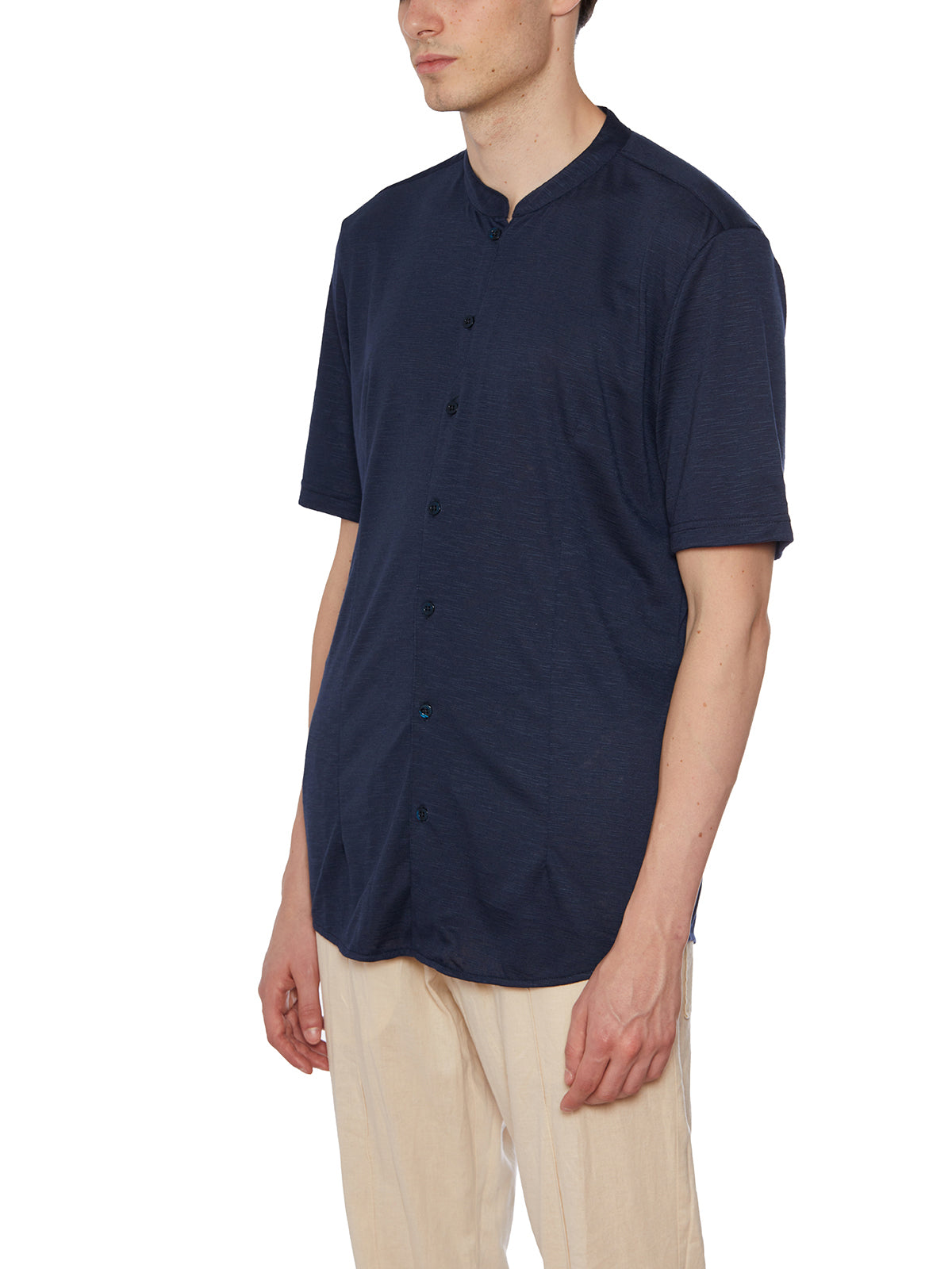 DANIELE ALESSANDRINI Men's Stretch Button-Fly T-Shirt in Size L